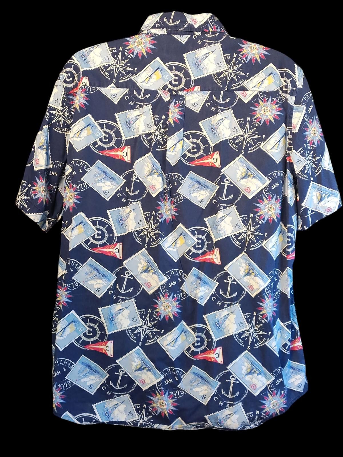 Chaps Chaps Men's Navy Blue Hawaiian Shirt with Nautical Print Size US XL / EU 56 / 4 - 6 Thumbnail