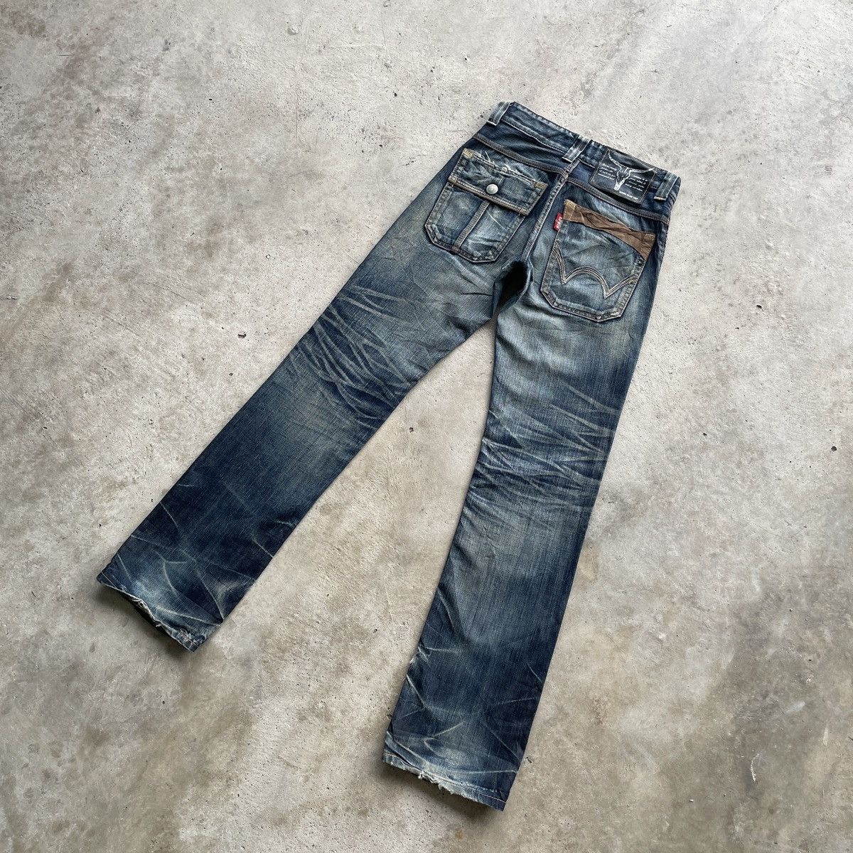 Edwin Vintage Edwin Distressed Mud Wash Jeans Faded Denim Pants Size US 28 / EU 44 - 14 Thumbnail