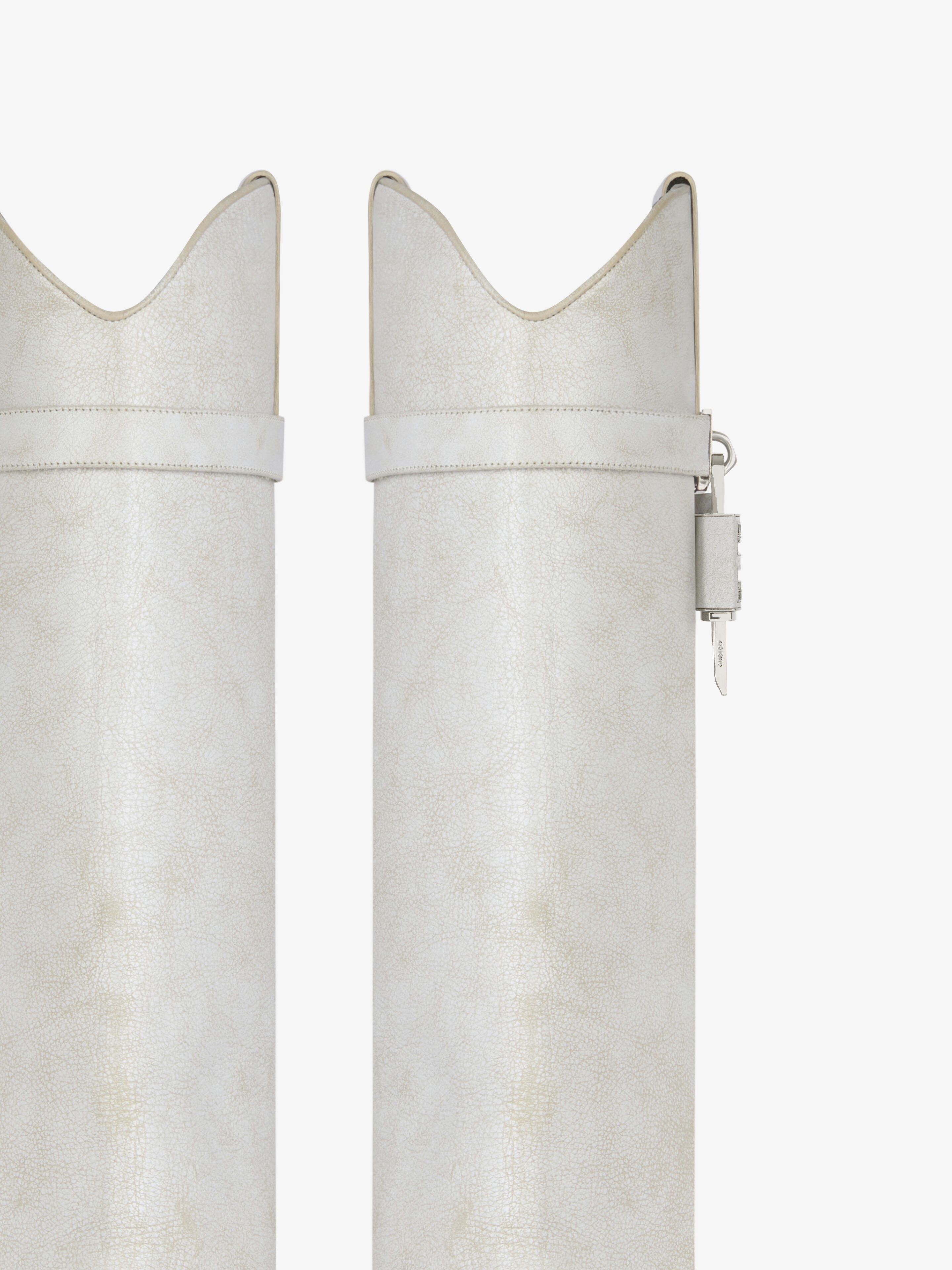 Givenchy o1srvl11e0525 Shark Lock Cowboy High Boots 60mm in Ivory Size US 11 / IT 41 - 5 Thumbnail