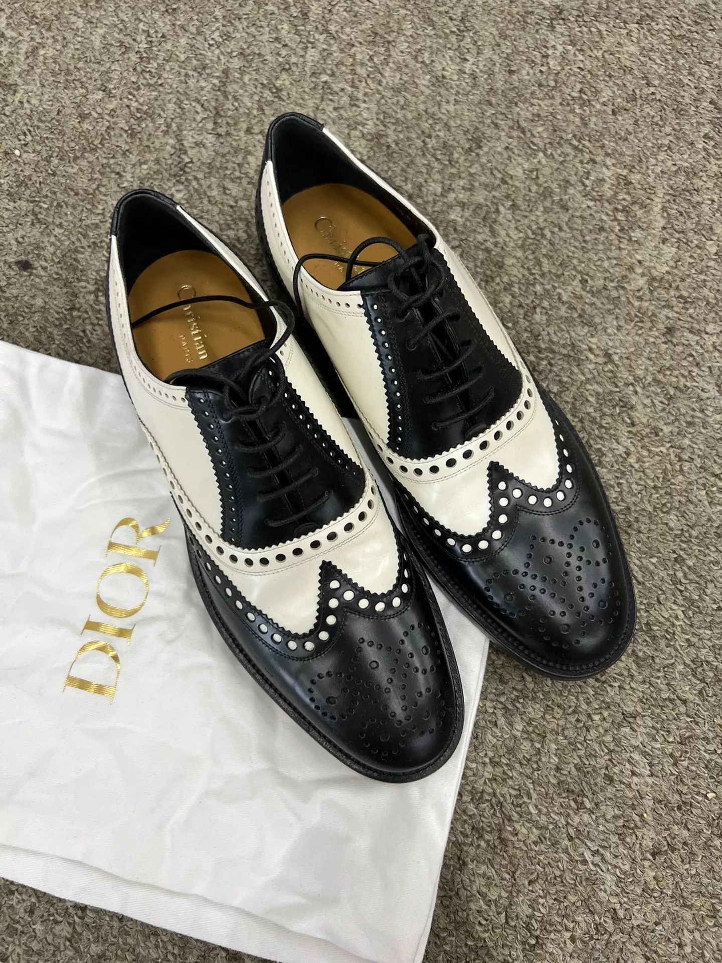 Dior Dior Black White Carved Leather Shoes Size US 6.5 / IT 36.5 - 1 Thumbnail