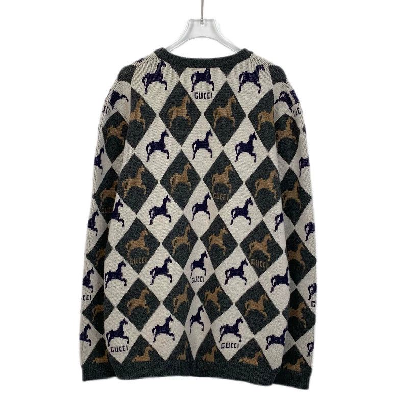 Gucci Gucci Color-blocked warhorse V-neck wool long-sleeved sweat Size US M / EU 48-50 / 2 - 2 Thumbnail