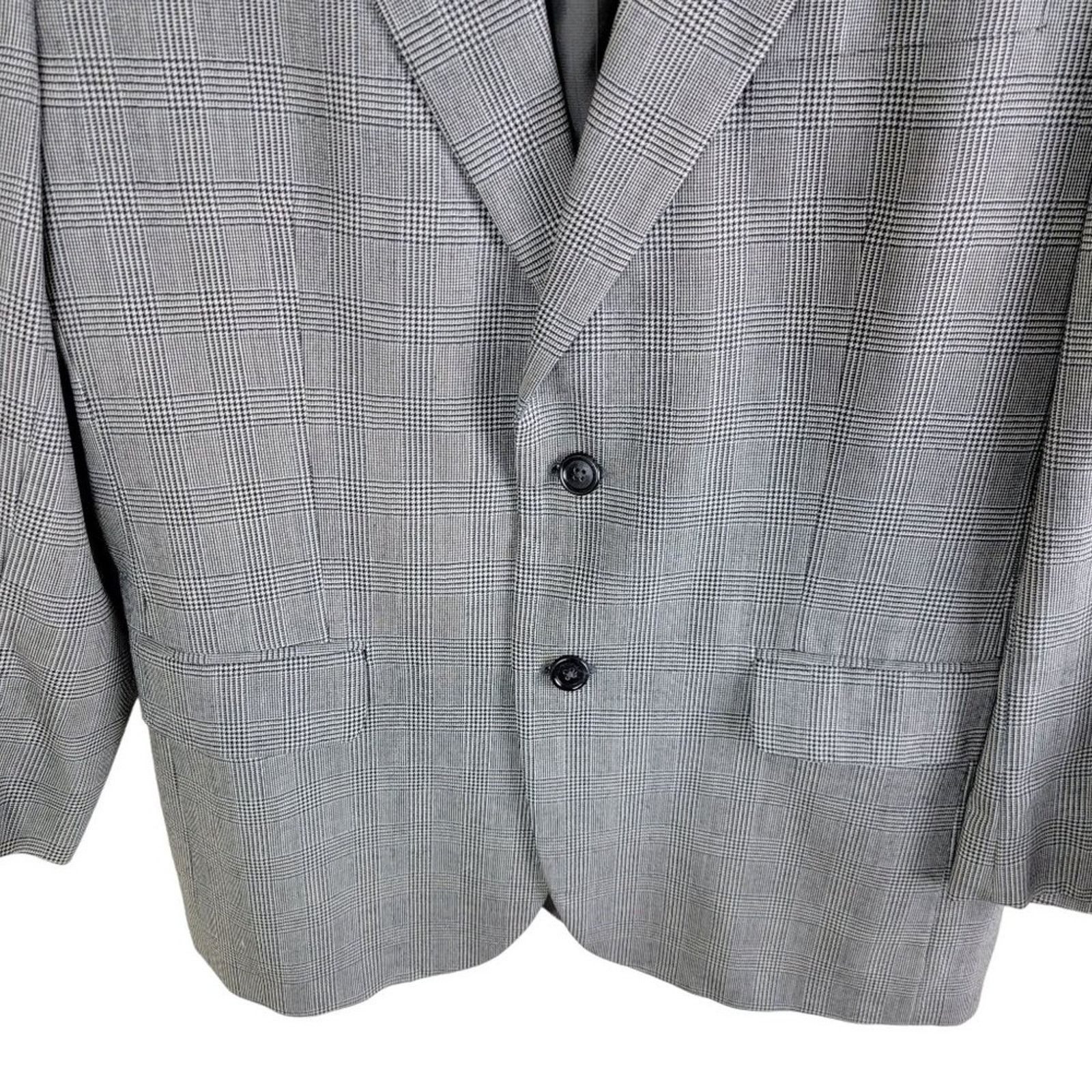 Jos. A. Bank Jos A Bank Plaid Houndstooth Wool Suit Blazer Sport Coat 40S Size 40S - 5 Thumbnail