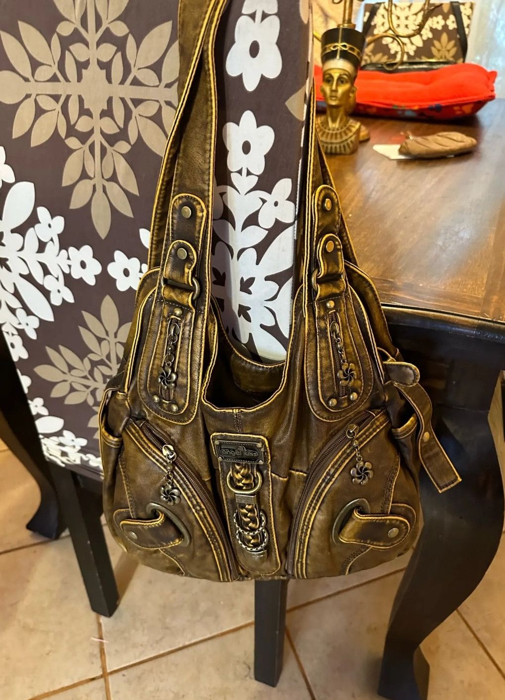Leather × Vintage Vintage Retro Harajuku Design PU Leather Bag Size ONE SIZE - 6 Thumbnail