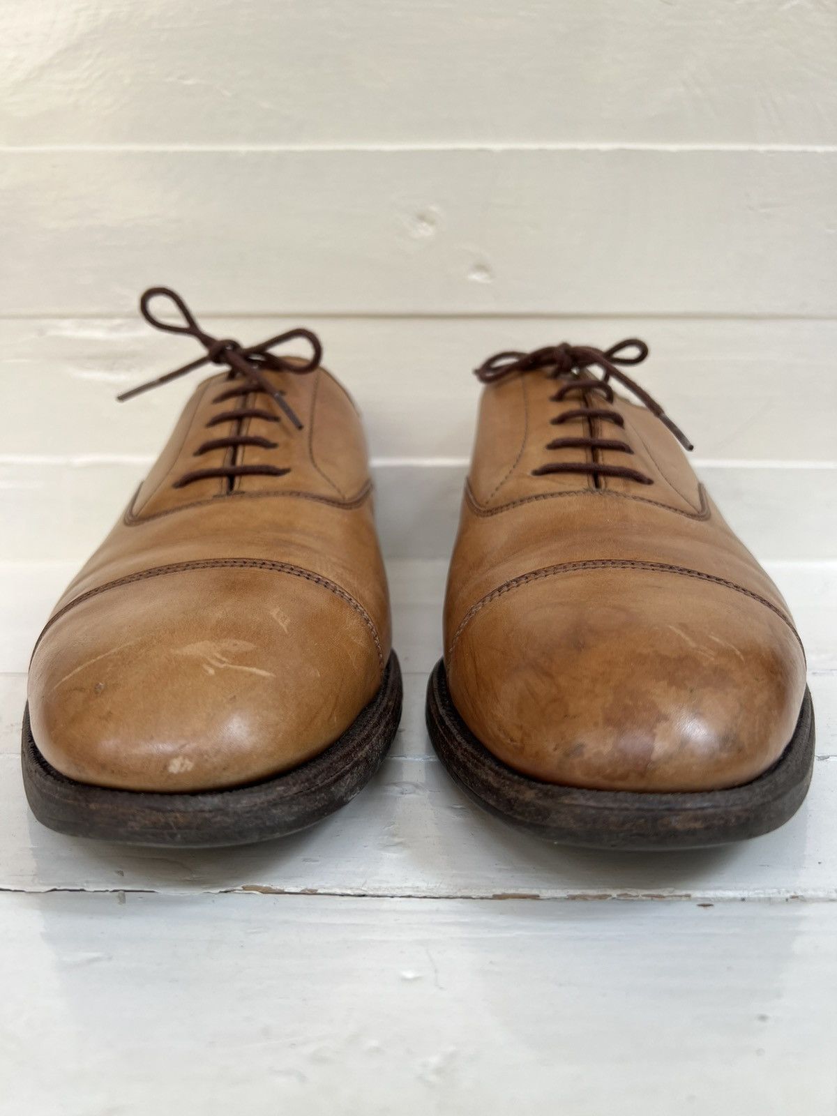 Crockett & Jones Crockett Jones Handgrade Brown leather Cap Toe Oxford Shoes Size US 10 / EU 43 - 5 Thumbnail