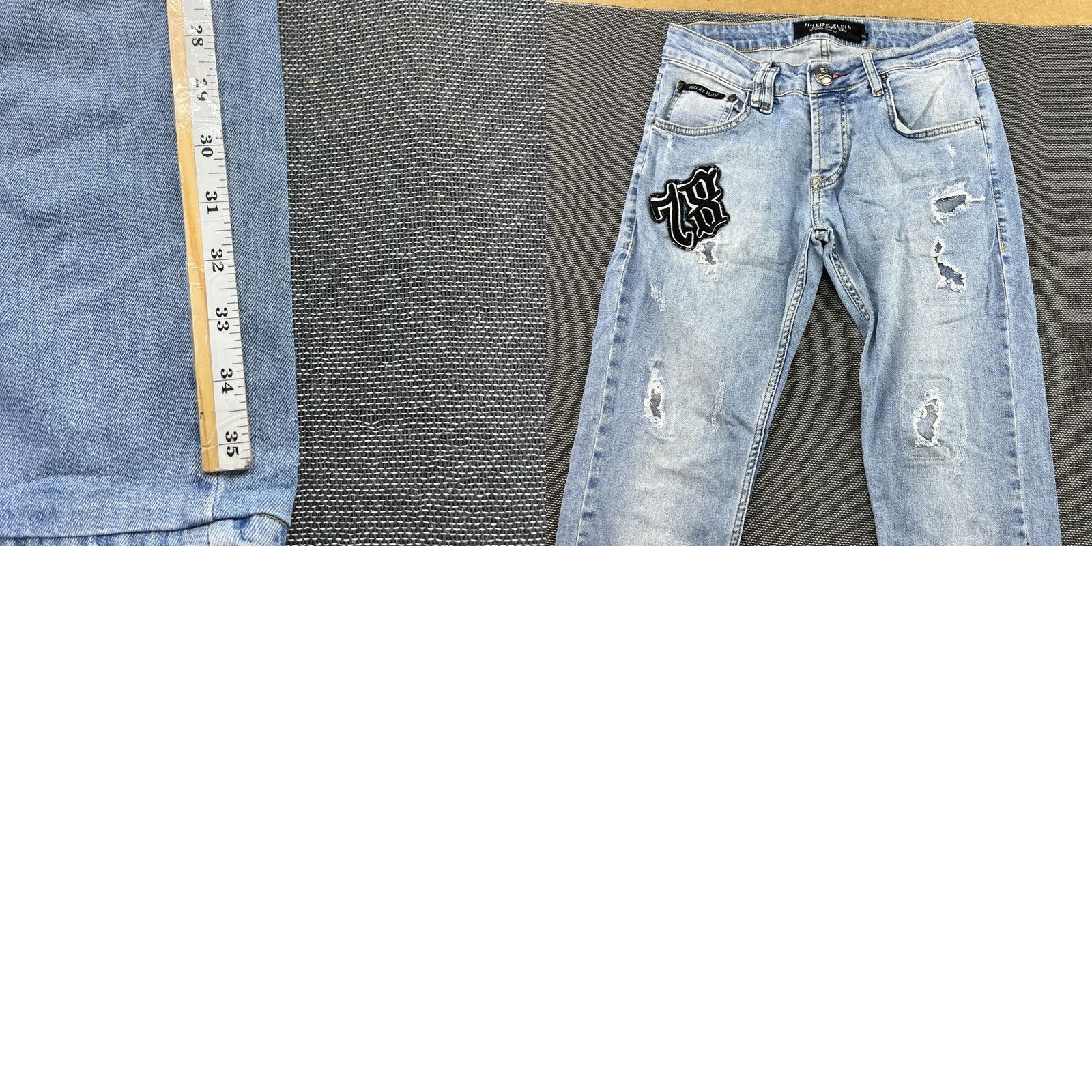Philipp Plein Philipp Plein Jeans Mens W30 L28 Distressed Ripped Denim Blue Illegal Fight Club Straight 30 Blue Mens Jeans Size US 30 / EU 46 - 10 Thumbnail