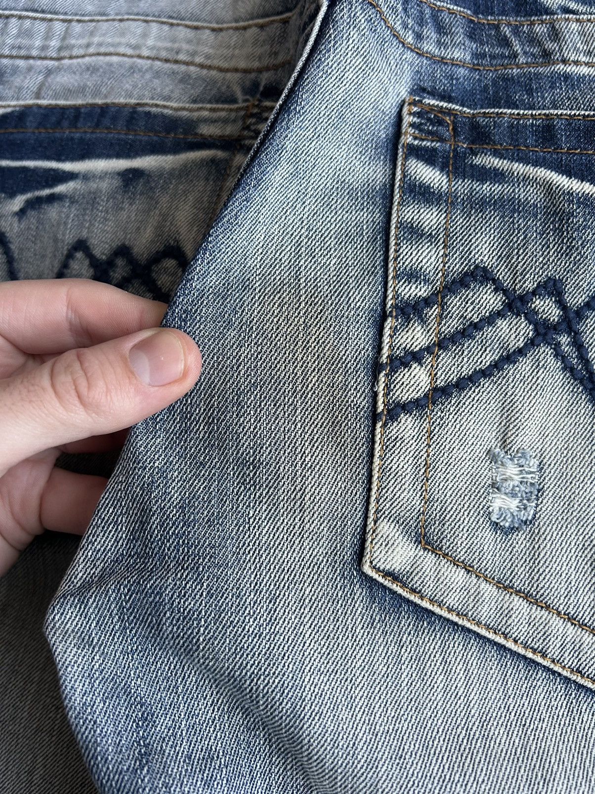 Japanese Brand Fishbone Japanese Style Faded Washed Jeans Y2K Size 33 Rare Size US 33 - 9 Thumbnail