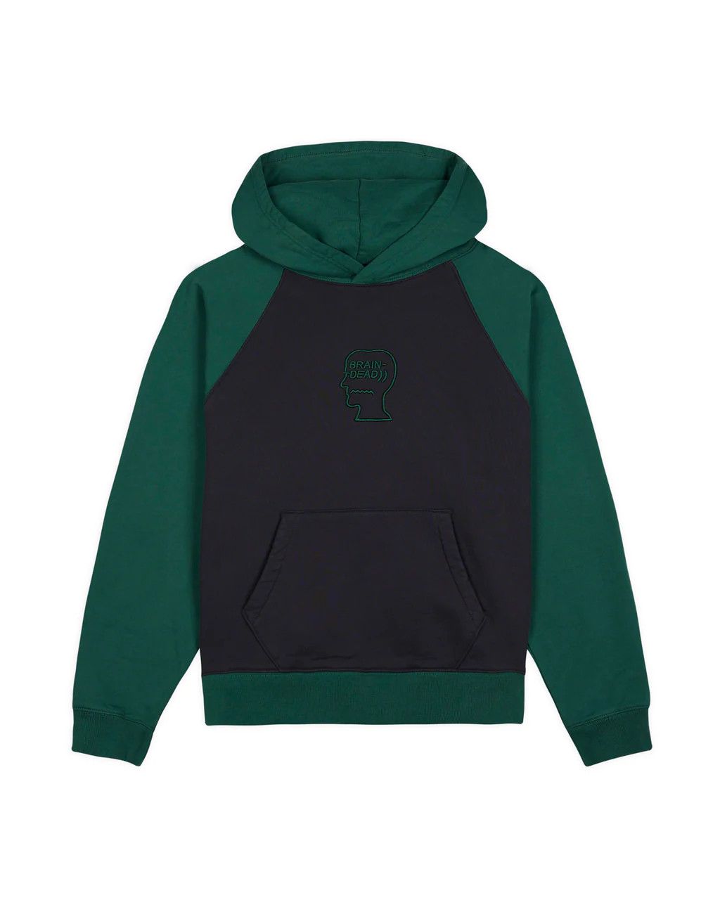 Brain Dead Pigment Wash Logo Head Raglan Hoodie - Navy/Green - XL/XXL Size US XXL / EU 58 / 5 - 1 Thumbnail