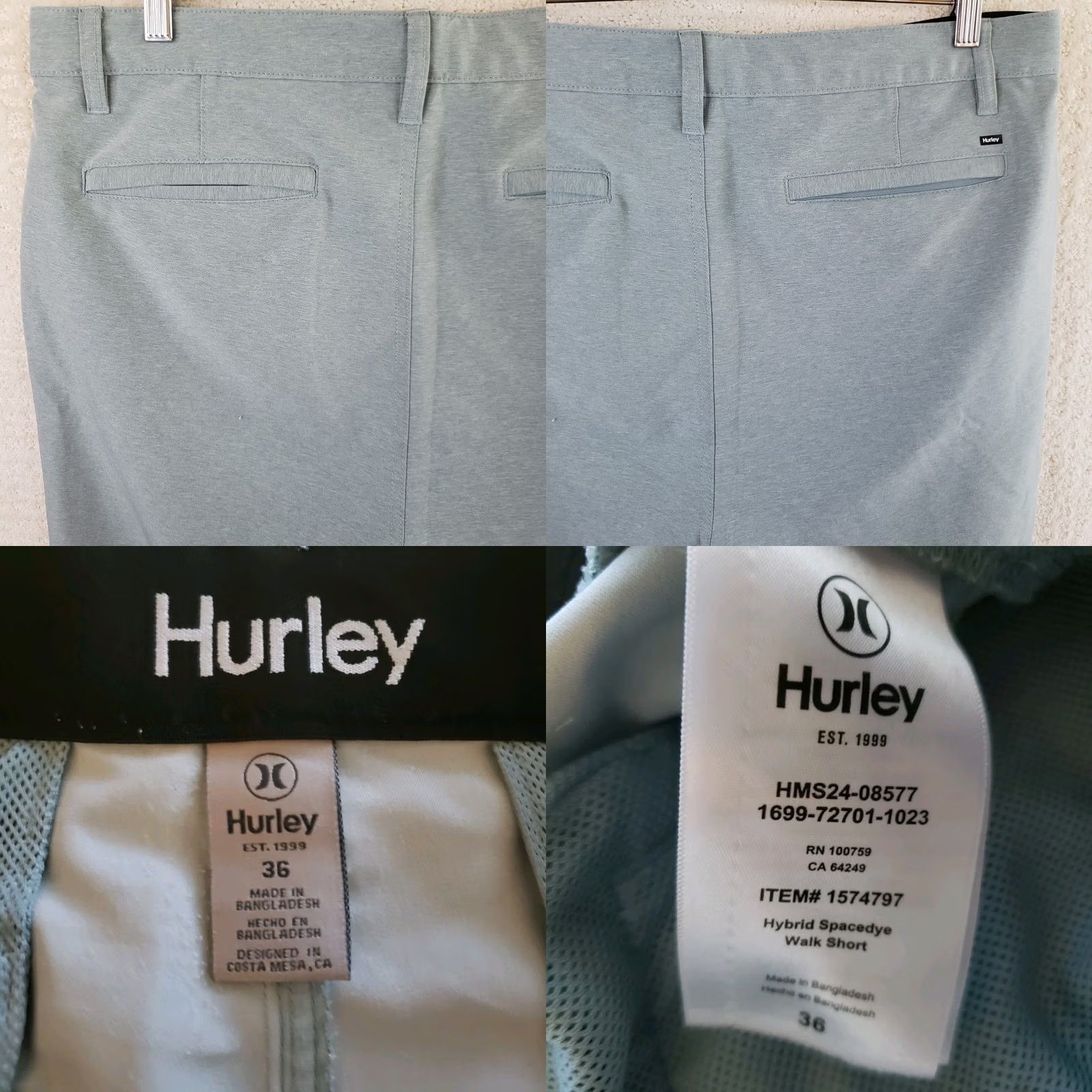 Hurley Hurley Golfing HYBRID Walkshorts Shorts Men's 36 x 10" Light Green Size US 36 / EU 52 - 8 Thumbnail
