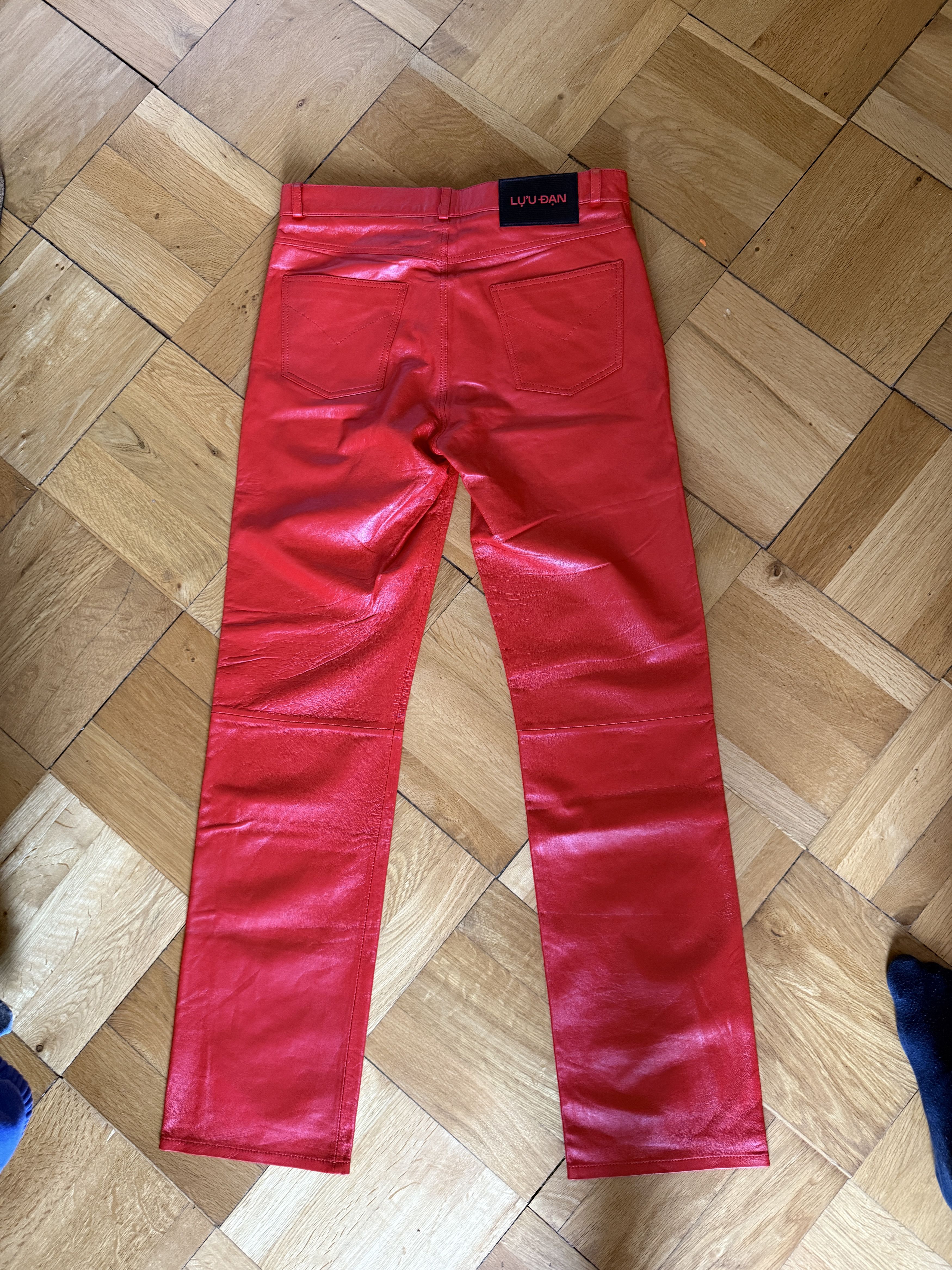 LUU DAN Red Lamb Leather Pants Size US 34 / EU 50 - 4 Thumbnail