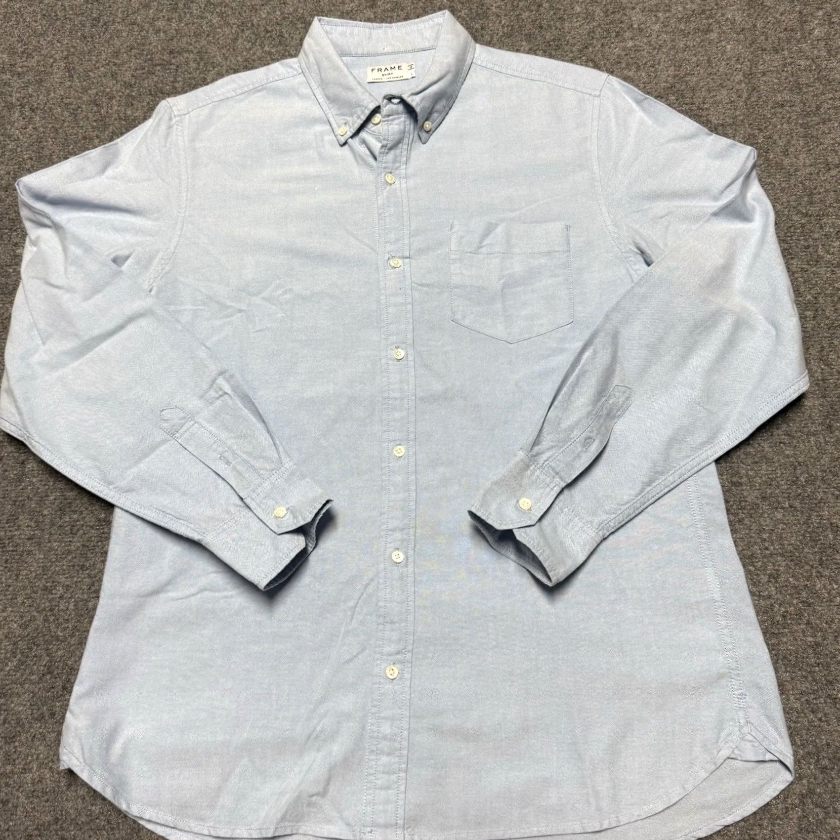 Frame FRAME Shirt Mens Large Light Blue Oxford OCBD Button Down Long Sleeve Size US L / EU 52-54 / 3 - 3 Thumbnail