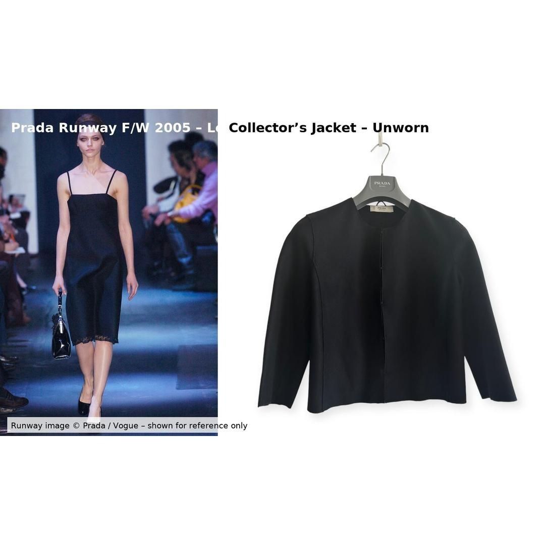 Prada Prada Archival F/W 2005 Runway Black Wool Collarless Jacket Size M / US 6-8 / IT 42-44 - 4 Thumbnail