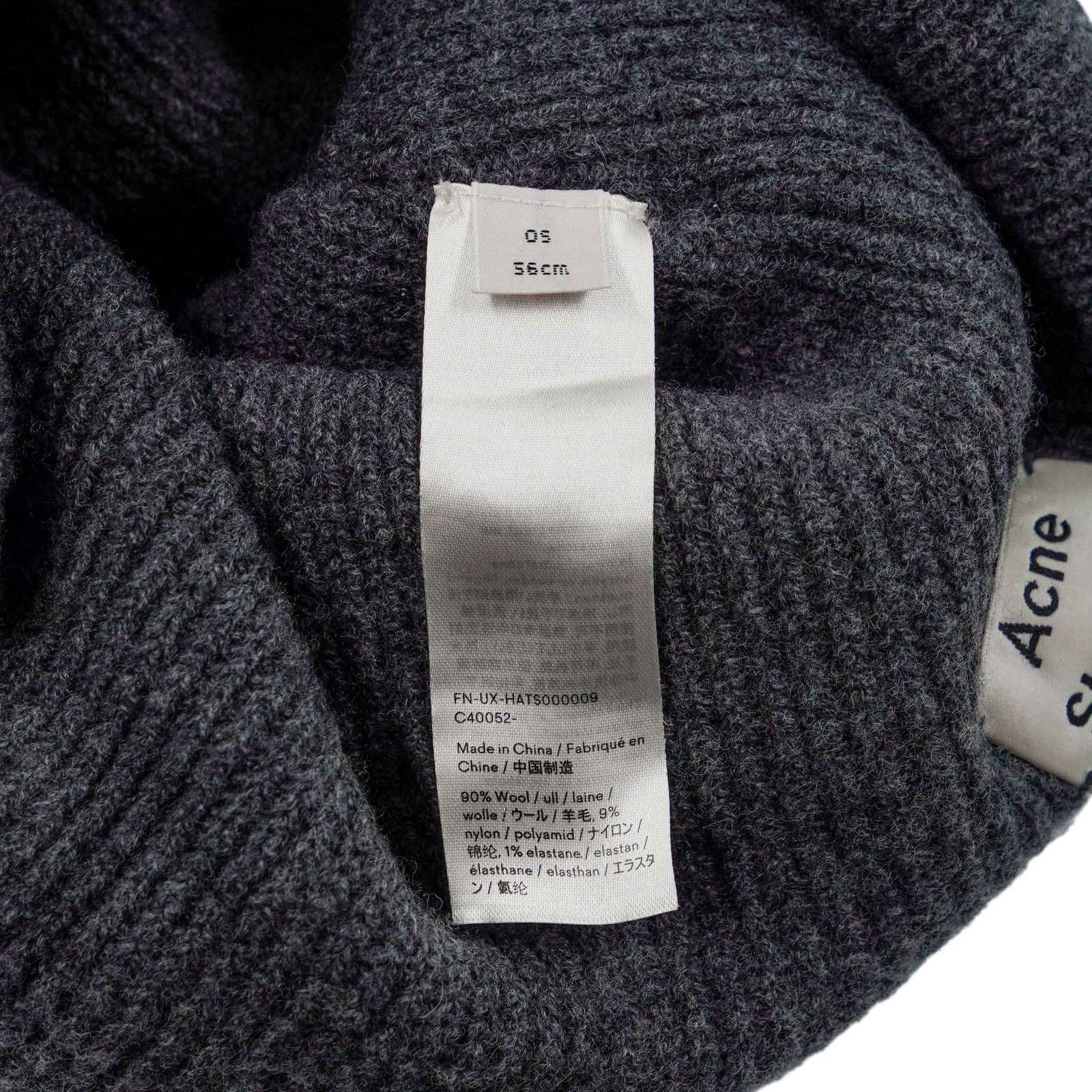 Acne Studios Acne Studios Dark Gray Wool Knit Embroidered Logo Beanie Hat Size ONE SIZE - 5 Thumbnail