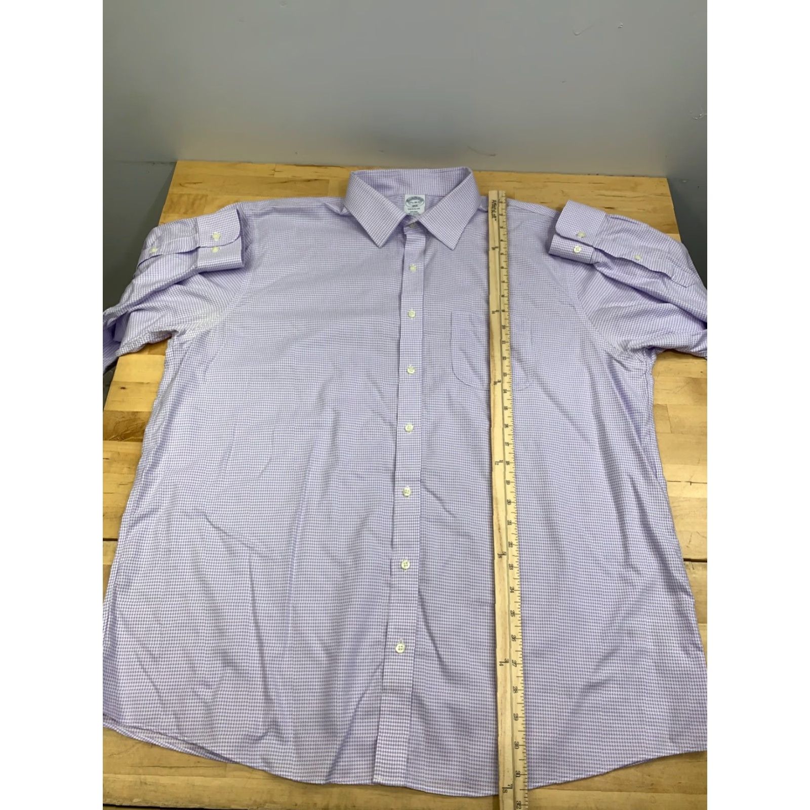 Brooks Brothers Brooks Brothers Dress Shirt Men 17.5 Purple Regular Shirt Work Formal 12918 Size 48R - 7 Thumbnail