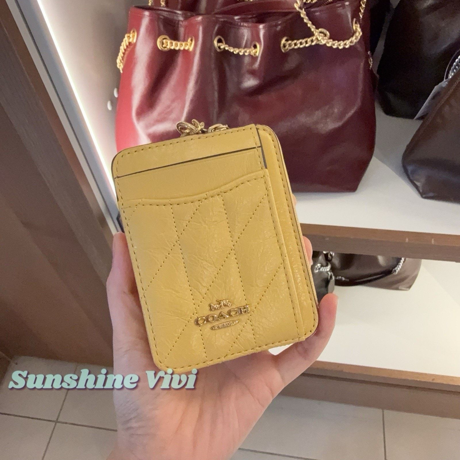 Coach NWT Coach Zip Card Case Quilting CEC51 leather YELLOW Size ONE SIZE - 3 Thumbnail