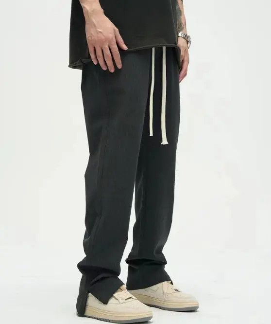 Japanese Brand Black all-match straight loose zipper slit casual trousers Size US 32 / EU 48 - 4 Thumbnail