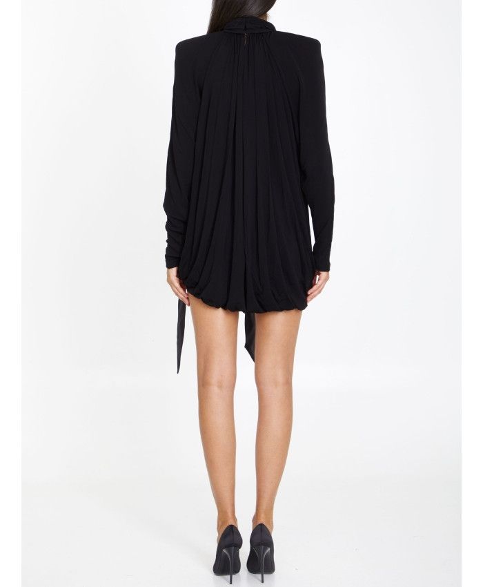 Saint Laurent Paris o1s1wg111124 Draped Dress in Satin Crepe Jersey in Black Size XS / US 0-2 / IT 36-38 - 3 Thumbnail