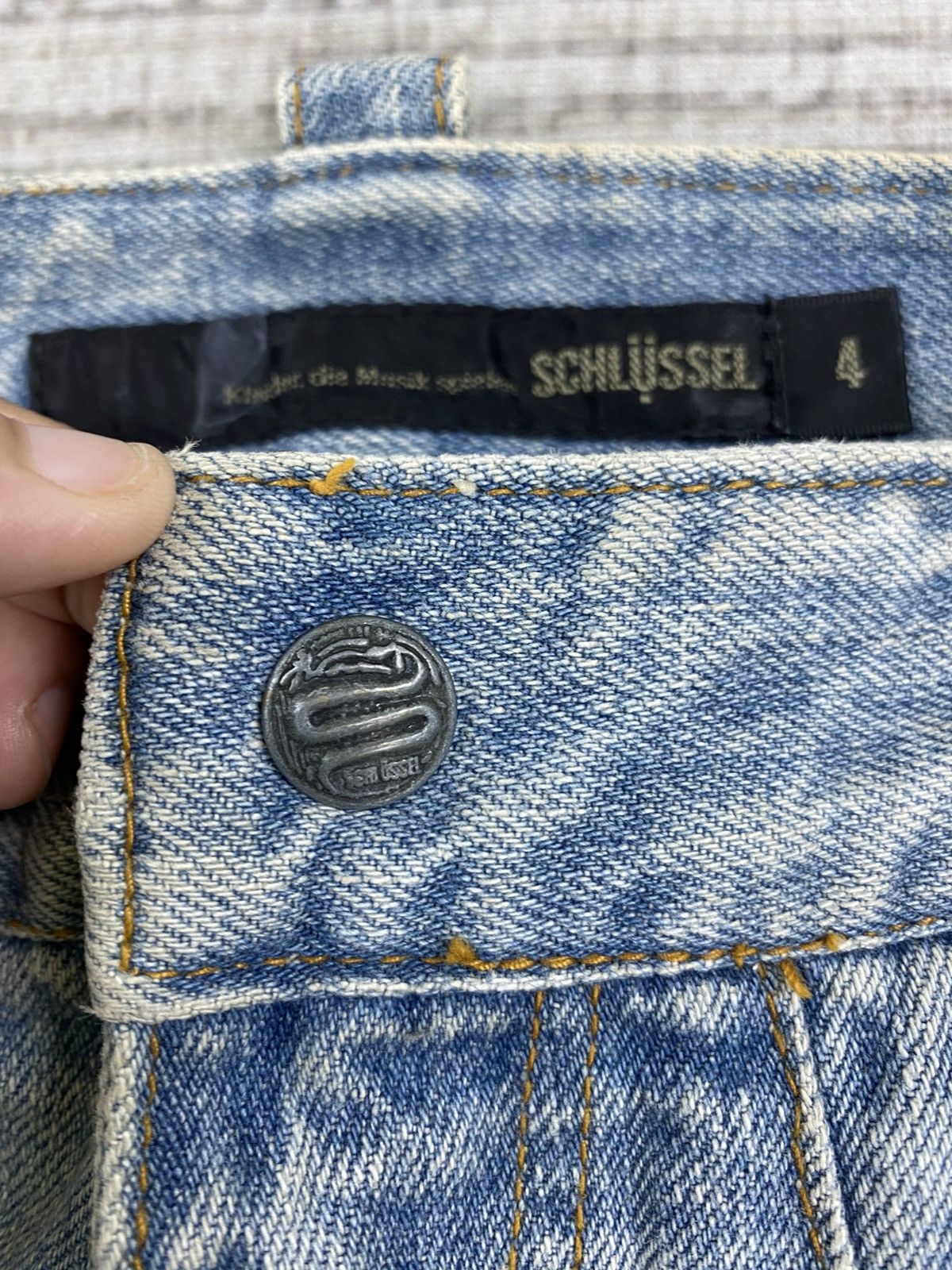 Schlussel × Vintage Vintage Flared Schlussel Distressed Blue Denim Pants Size 32" / US 10 / IT 46 - 12 Thumbnail