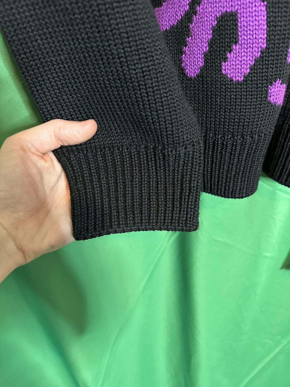 GCDS FUCK jacquard cherry thick knit black logo sweater NWT Size US M / EU 48-50 / 2 - 7 Thumbnail