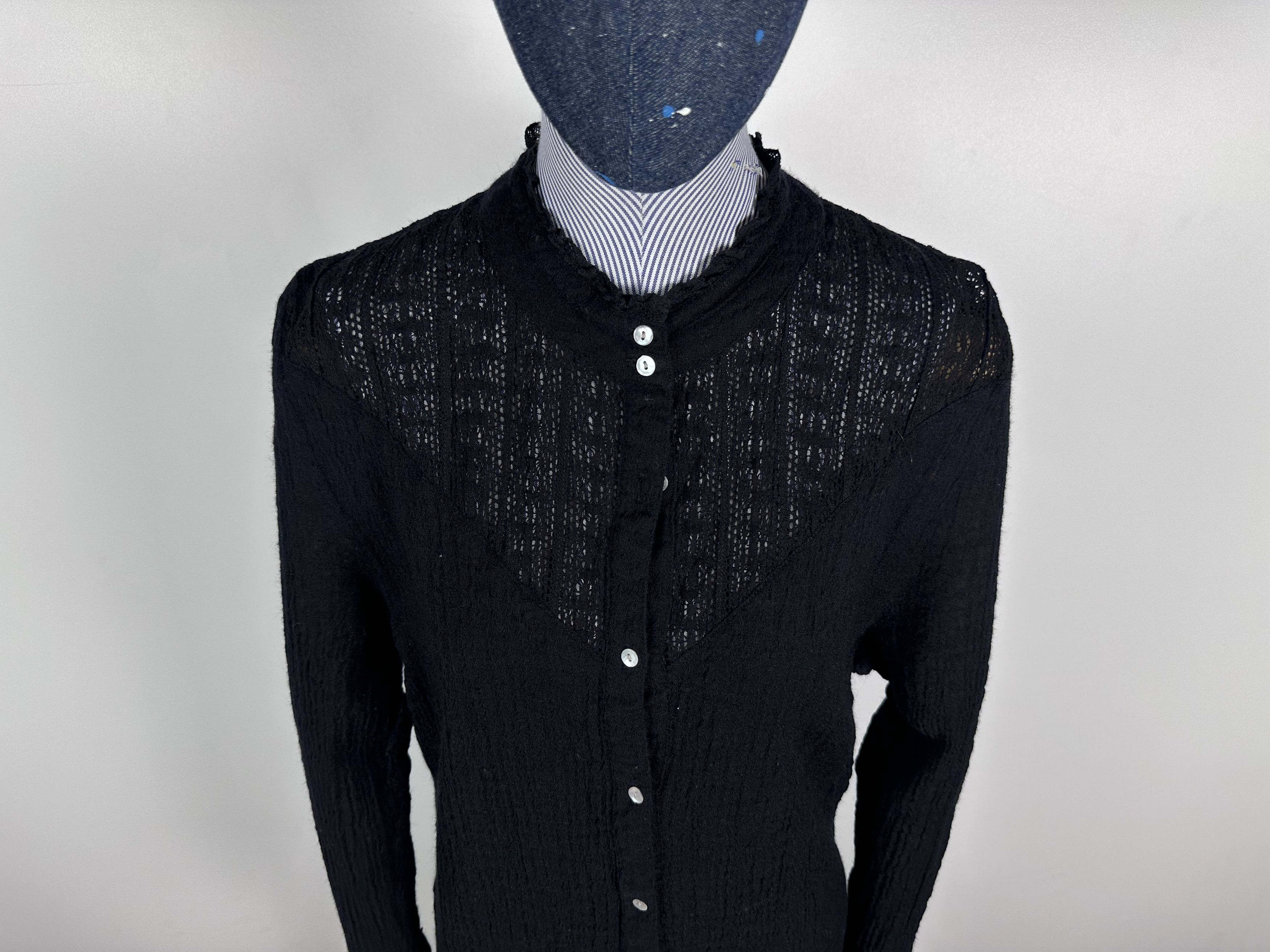 Designer Javier Simorra Lace Dress Long Black Wool Womens Size US12 Size XL / US 12-14 / IT 48-50 - 2 Thumbnail