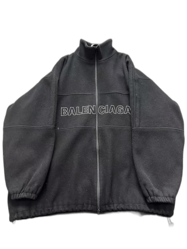 Balenciaga Black Wool Logo Jacket Size 46