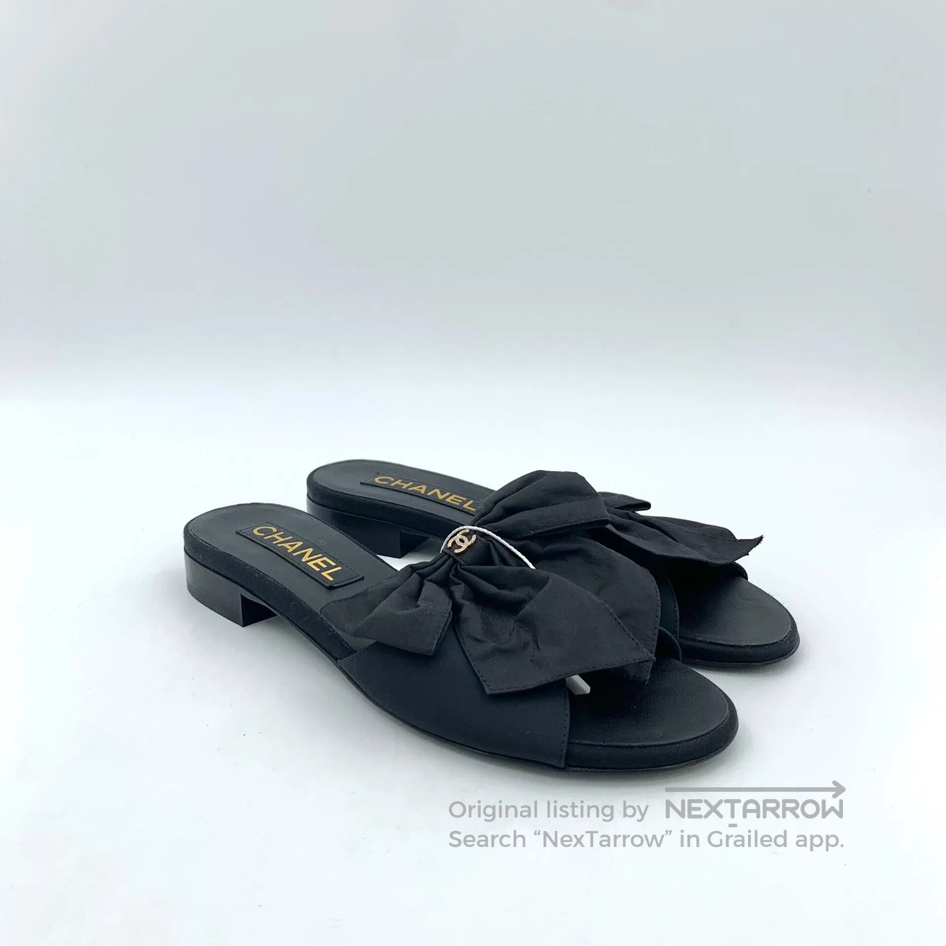 Chanel Chanel Black Logo Marked Bow Tie Casual Flat Slippers| Size US 5.5 / IT 35.5 - 2 Thumbnail