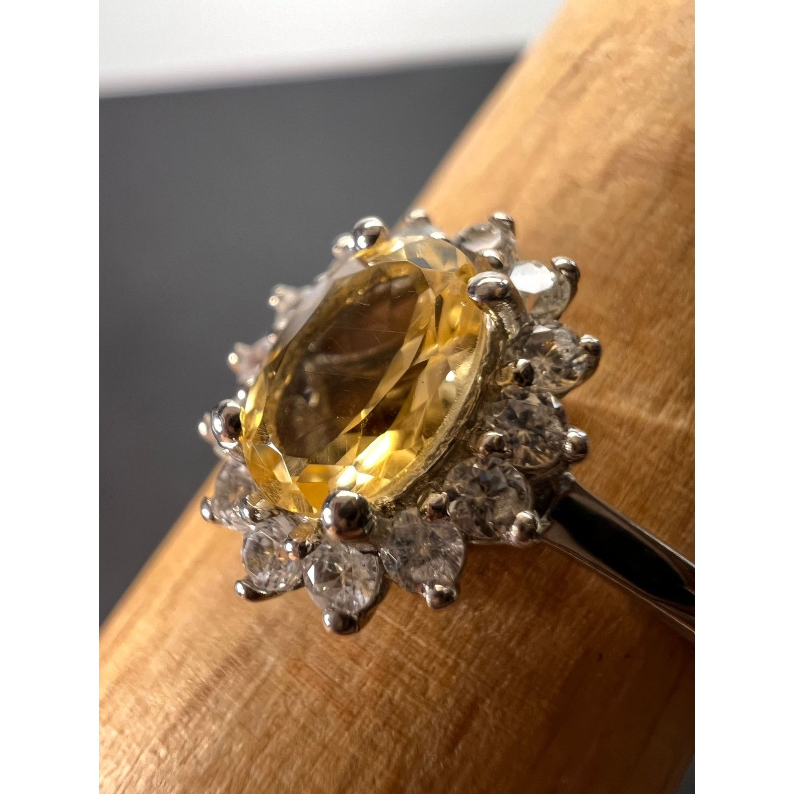 Other NEW Citrine zircon ring in platinum over sterling size 9 Size ONE SIZE - 5 Thumbnail