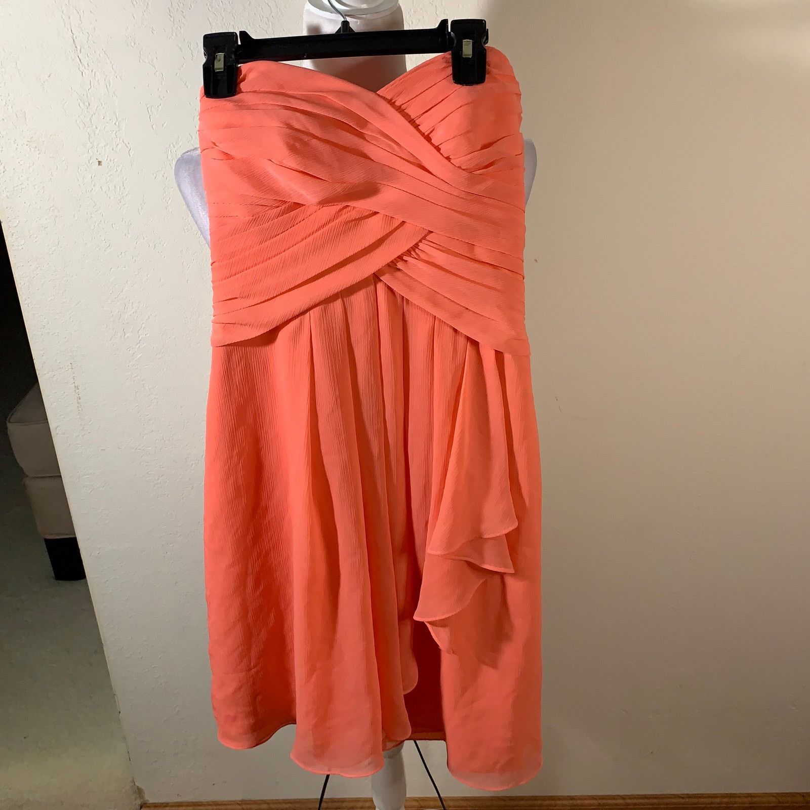 Other David's Bridal Womens Dress Coral Strapless Size XS / US 0-2 / IT 36-38 - 8 Thumbnail