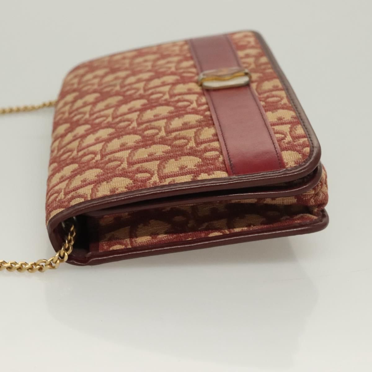 Dior DIOR Trotter Canvas Chain Shoulder Bag Red Gold Size ONE SIZE - 5 Thumbnail