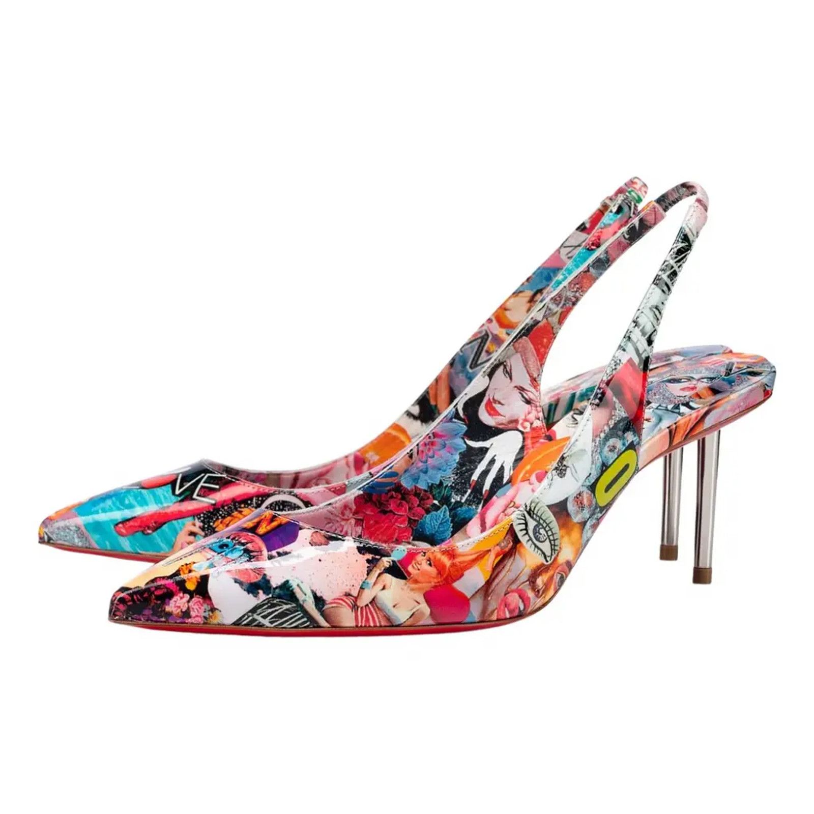 Christian Louboutin Epic Sling 70 Patent OH Xtian Black Slingback Heel Pump 36 Size US 6 / IT 36 - 1 Thumbnail