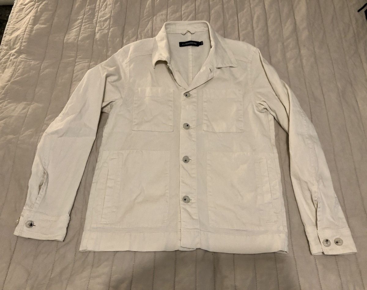 image of J Lindeberg J.lindeberg Linen Overshirt in White, Men's (Size Small)
