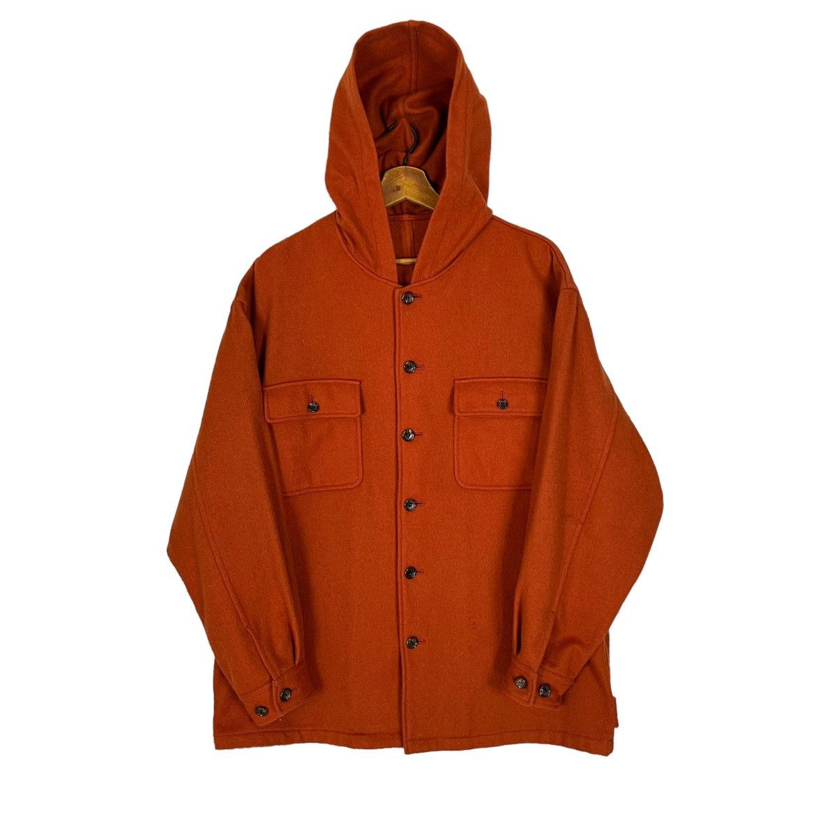 Comme des Garcons Homme Fall 1989 Collection Orange Hooded Button Up Jacket Size US M / EU 48-50 / 2 - 2 Thumbnail