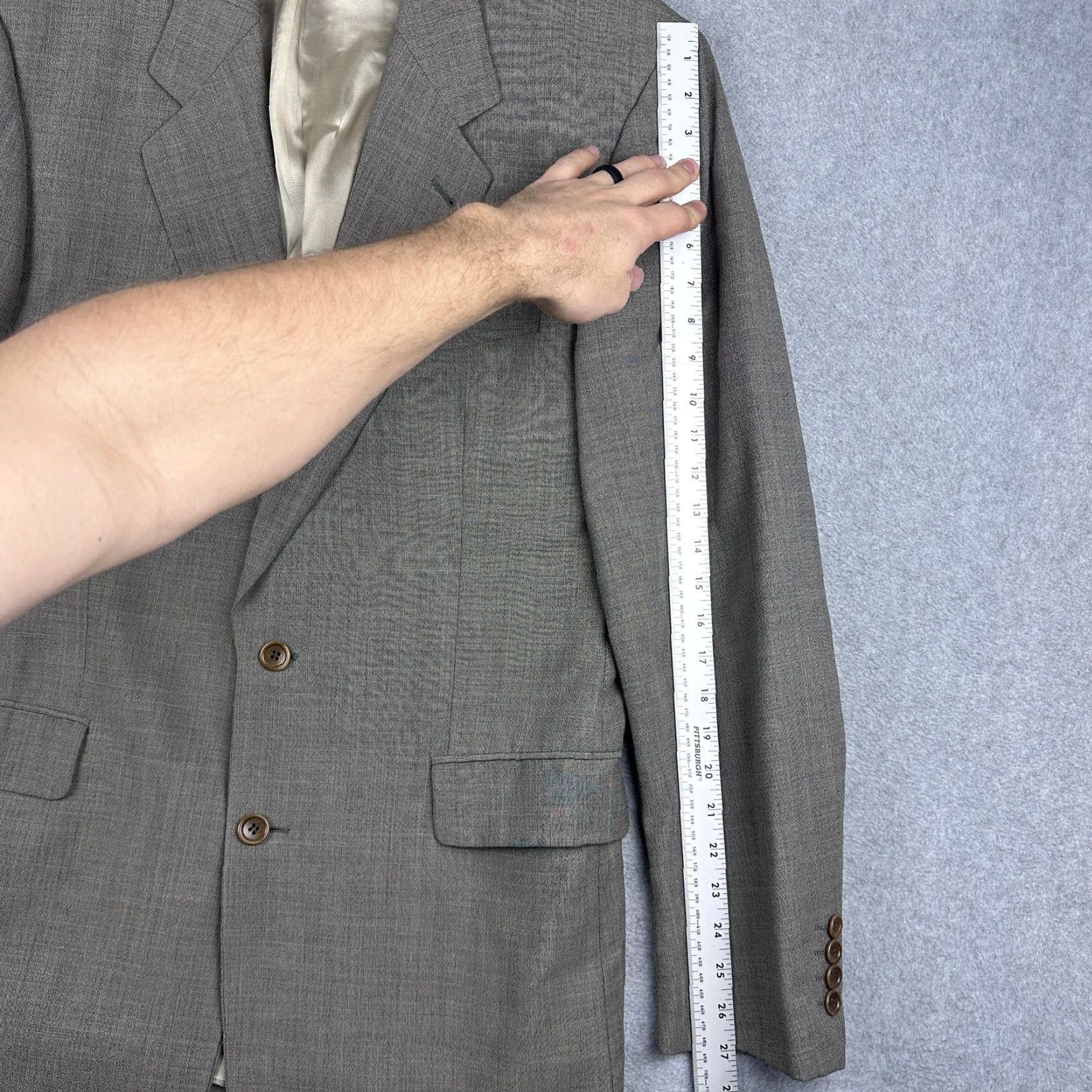 Hugo Boss BOSS Hugo Boss Blazer Mens 42R Gray Check Two Button Sport Coat Jacket USA Size 42R - 3 Thumbnail