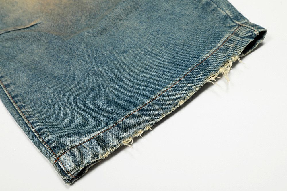 Vintage American retro washed distressed splatter jeans for men Size US 32 / EU 48 - 6 Thumbnail