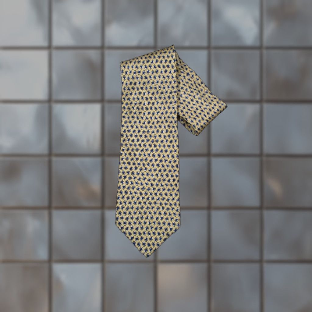 Vintage XMI Nordstrom Tie Mens Yellow Silk Hand Sewn Abstract Made in USA Size ONE SIZE - 1 Thumbnail