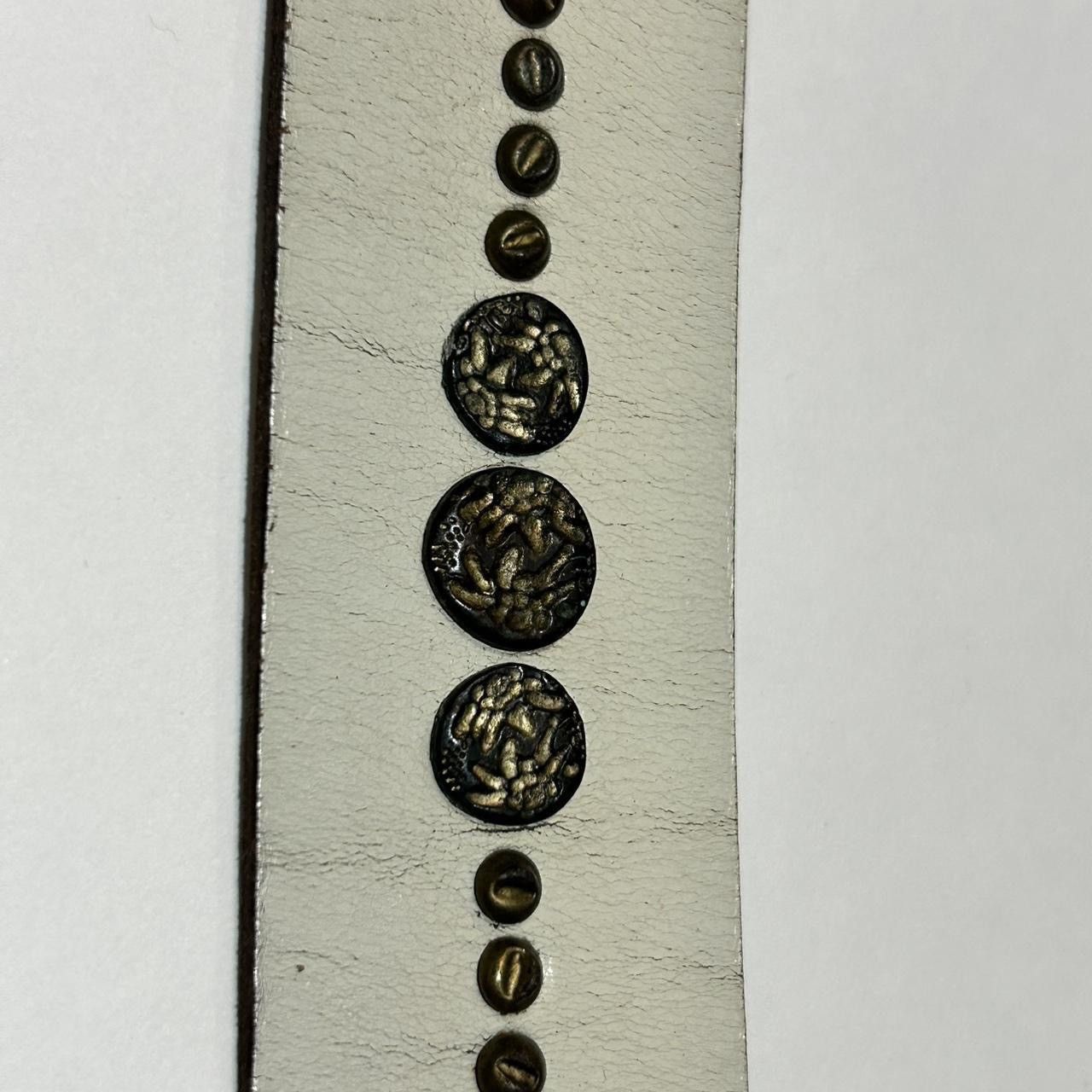 Diesel Diesel white 100% leather belt with unique brass studs Size ONE SIZE - 5 Thumbnail