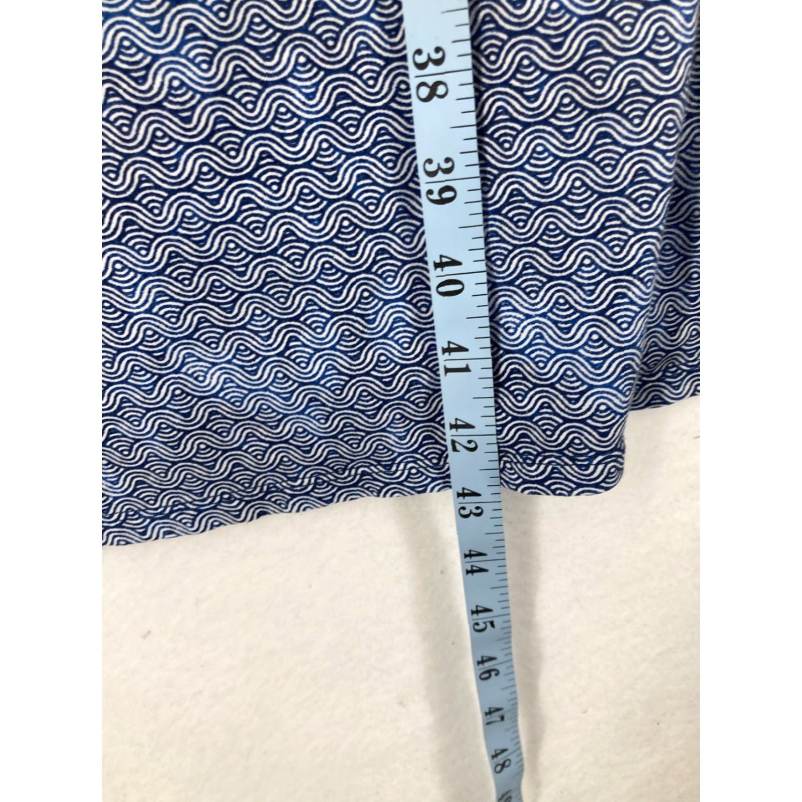 Lands' End Lands' End Dress Womens 2X Blue Wave Print Knot Front Scoop Neck Stretch A-Line Size XXL / US 16-18 / IT 52-54 - 5 Thumbnail