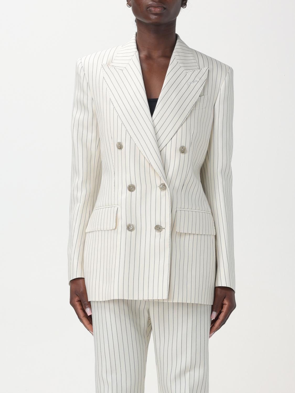 Tom Ford o1w1db10525 GI2971 Double-Breasted Jacket in White Size XS / US 0-2 / IT 36-38 - 1 Thumbnail