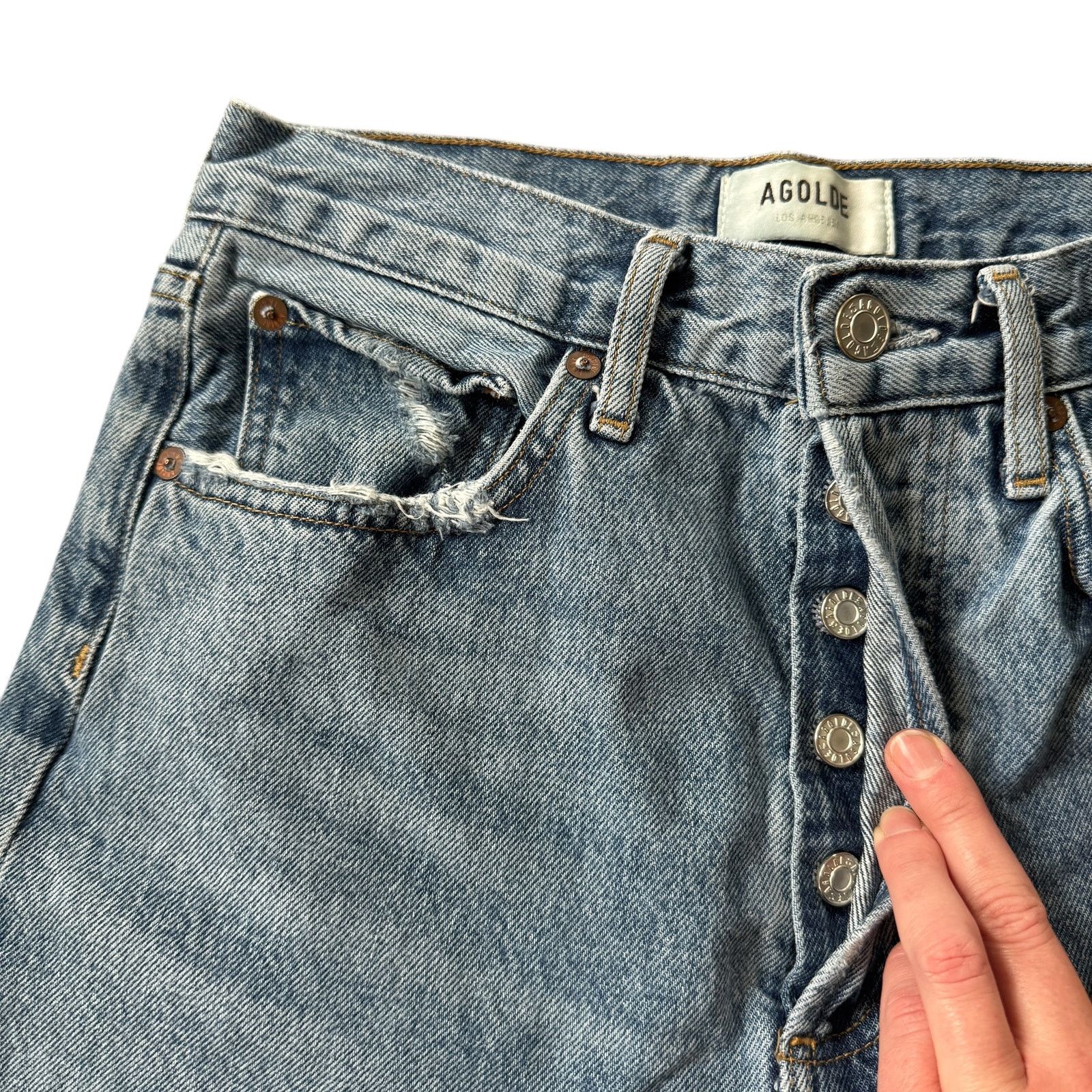 Agolde AGOLDE 90's Crop Mid Rise Loose Jean Suspend Wash Distressed Size 25" / US 0 / IT 36 - 5 Thumbnail