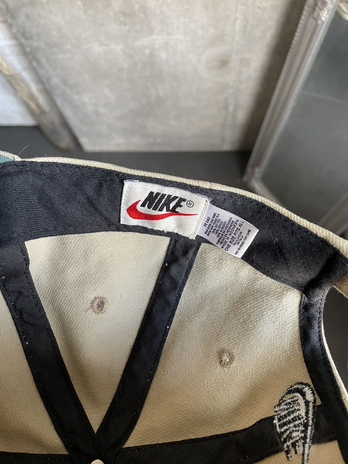 Nike Vintage 90s Nike Cap Hat Beige Black Swoosh green visor Y2k Size ONE SIZE - 6 Thumbnail