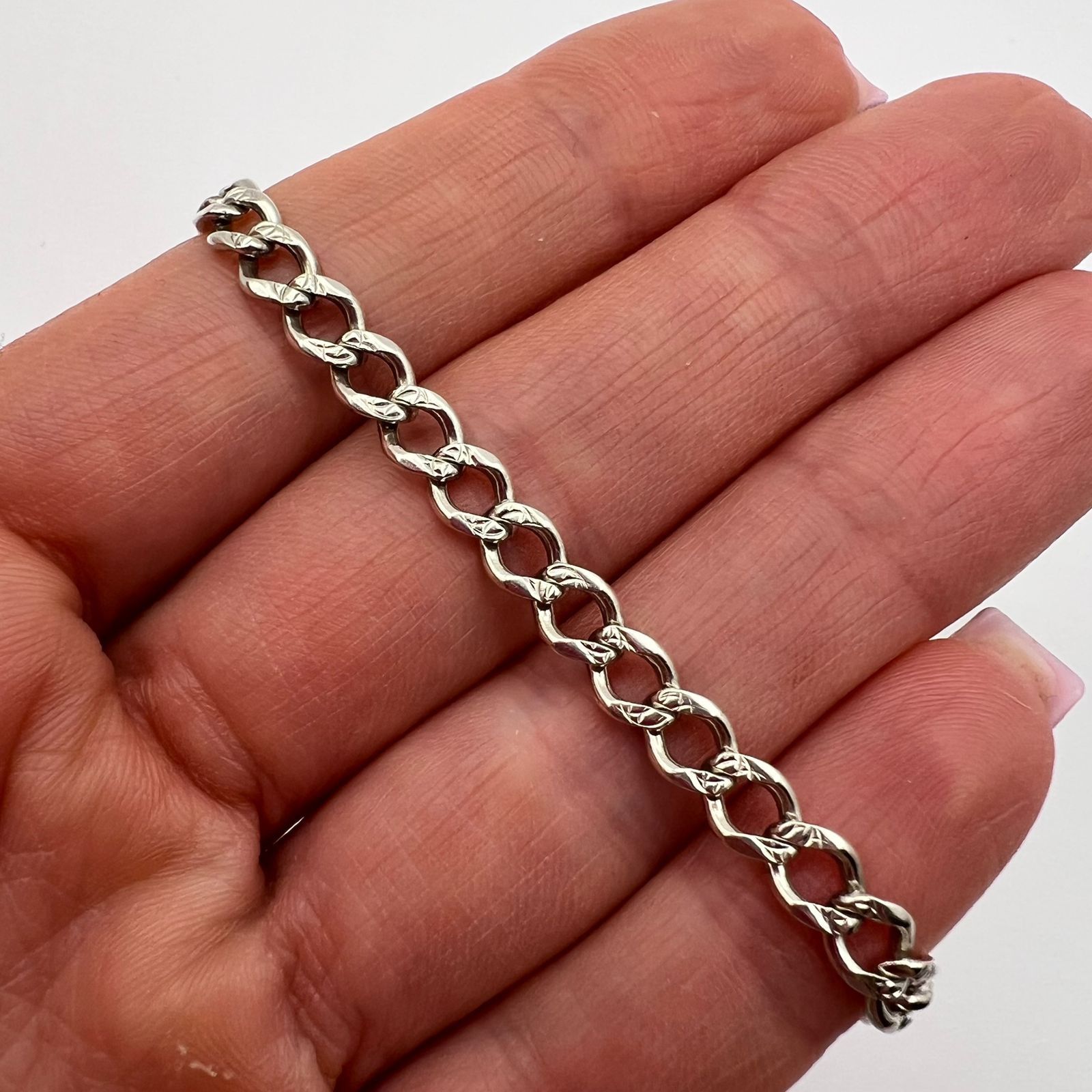 Sterling Silver Vintage Sterling Silver 925 Bracelet Marked Chain 7.1gr Size ONE SIZE - 5 Thumbnail