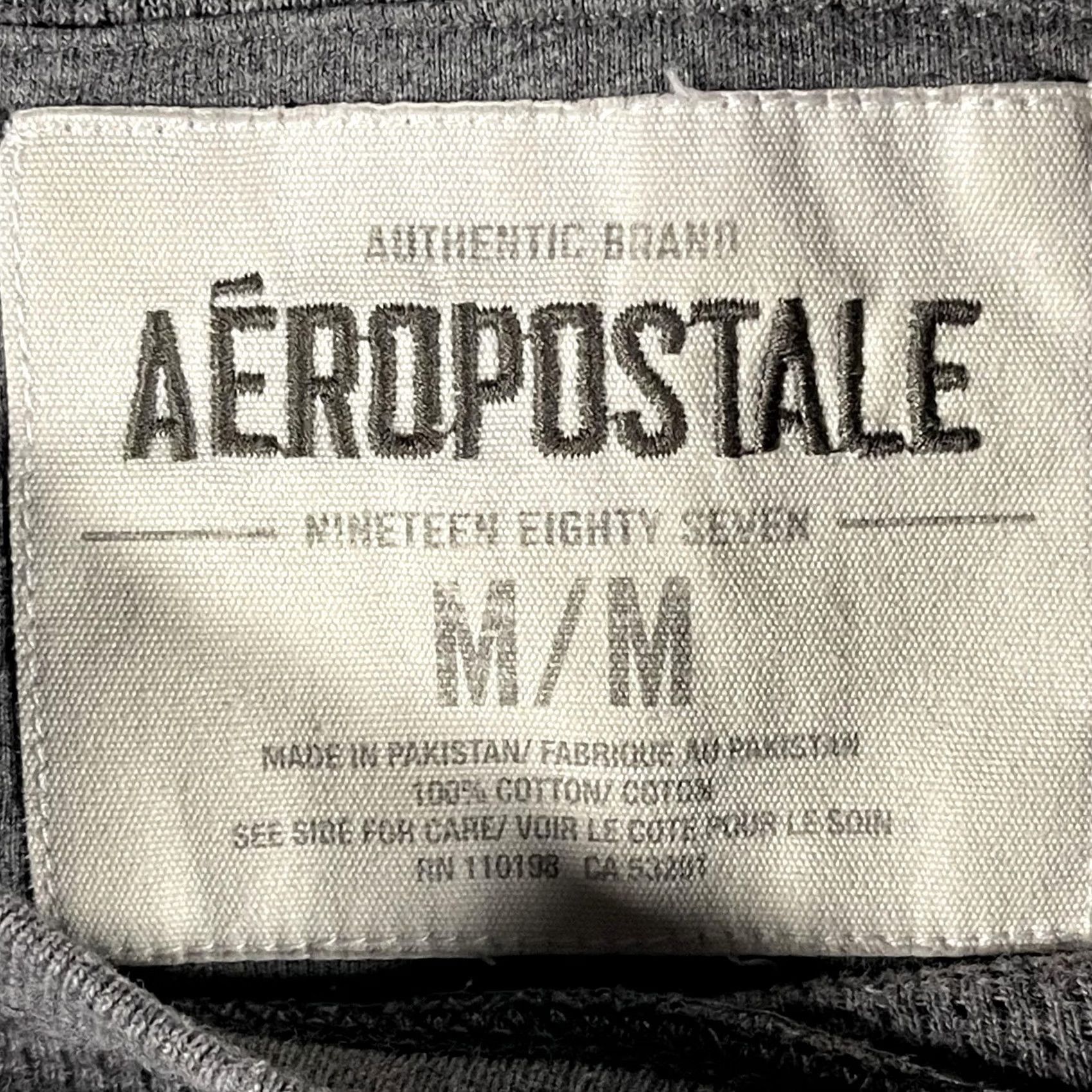 Aeropostale Aéropostale Shirt Mens Medium Gray Nineteen Eighty Seven Long Sleeve Thermal Crew Neck Graphic Print Logo Embroidered Pullover Casual Fall Winter Size US M / EU 48-50 / 2 - 4 Thumbnail