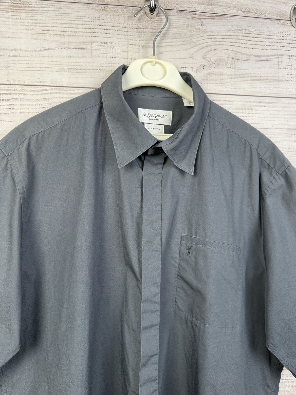 Yves Saint Laurent Vintage YSL Short Sleeve Shirt Button Up Saint Laurent Size US XL / EU 56 / 4 - 2 Thumbnail
