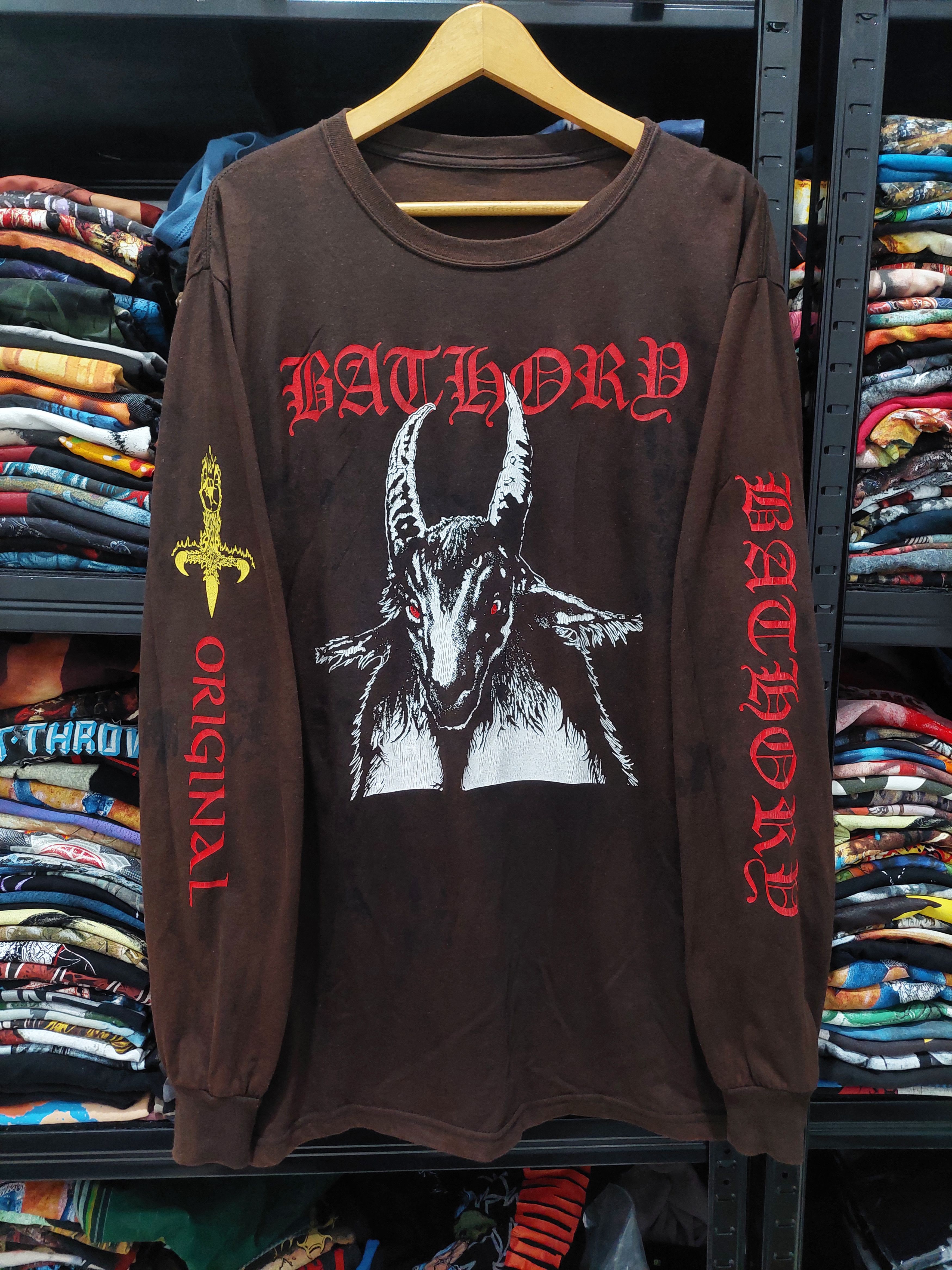 image of Archival Clothing x Band Tees Bathory Goat Longsleeve Band Tee in Black, Men's (Size XL)