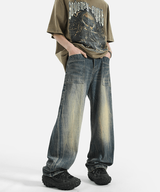 Vintage American washed distressed cleanfit straight flared jeans Size US 32 / EU 48 - 3 Thumbnail