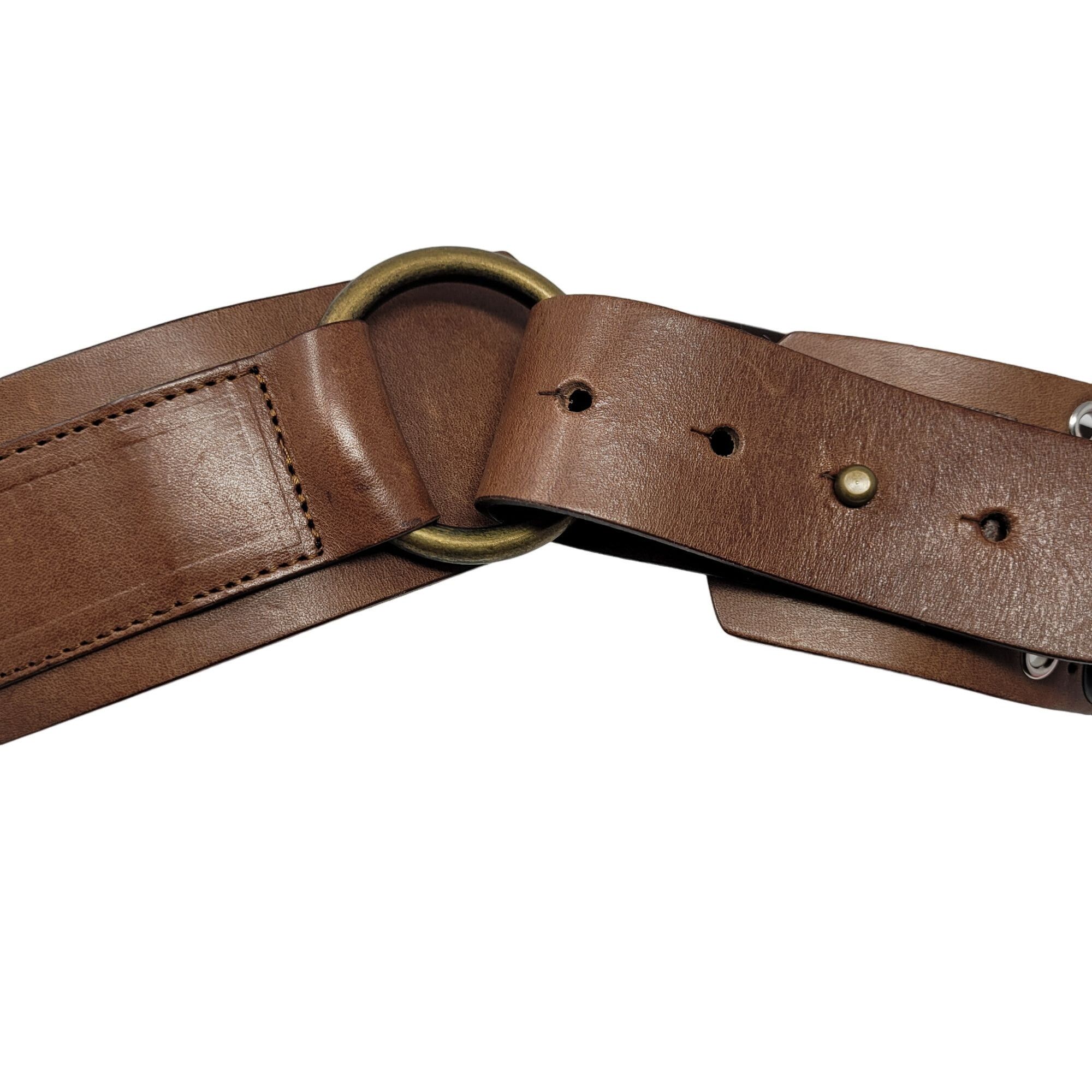Designer Antoniazzi Firenze Artesian Leather Belt XL Brown Silver Bro Size ONE SIZE - 4 Thumbnail