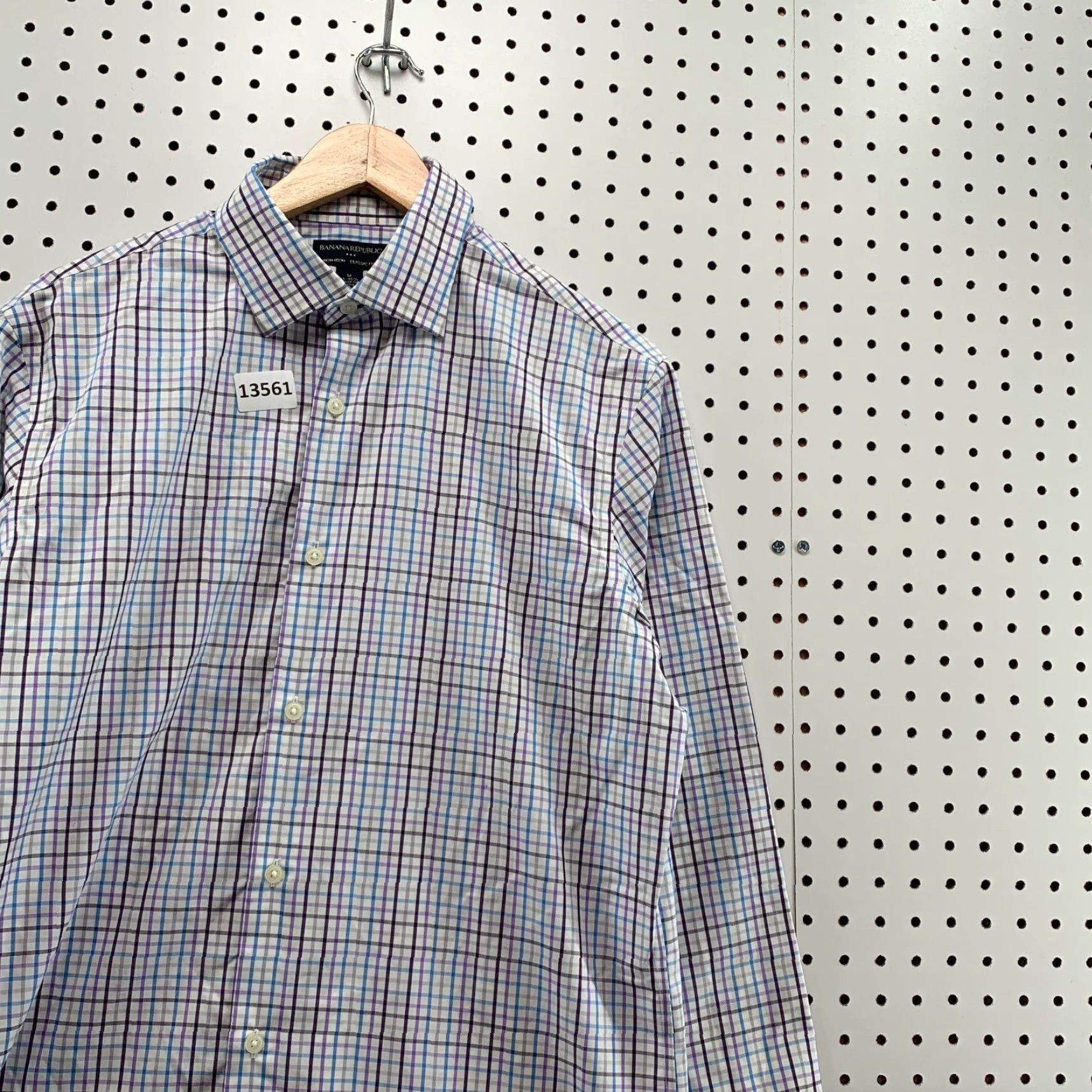 Banana Republic Banana Republic Classic Fit Bi-Colored Checker Medium Non Iron Long Sleeve Size US M / EU 48-50 / 2 - 5 Thumbnail