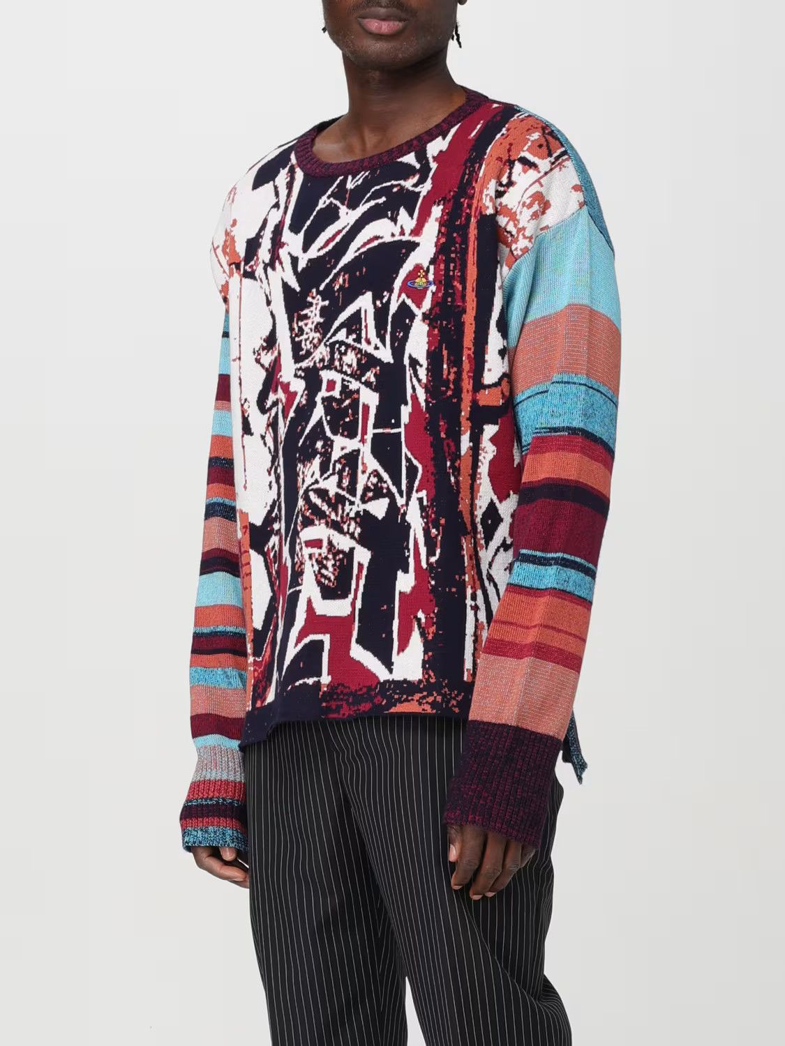 Vivienne Westwood o1srvl11e0326 Graffiti-jacquard Sweater in Multicolor Size US XL / EU 56 / 4 - 4 Thumbnail