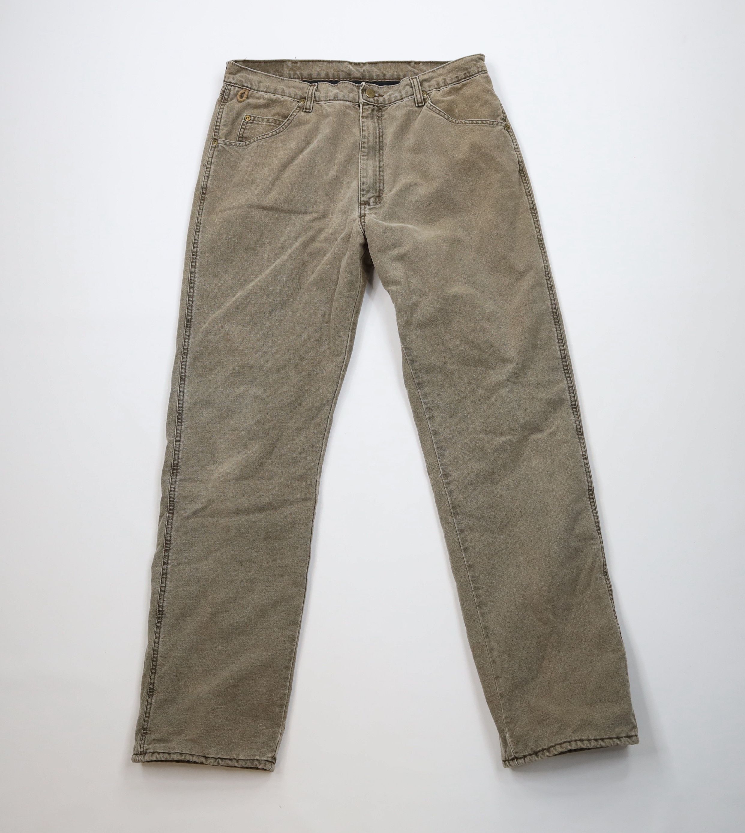 Wrangler Vintage 90s Wrangler Quilted Fleece Lined Straight Leg Jeans Size US 34 / EU 50 - 2 Thumbnail