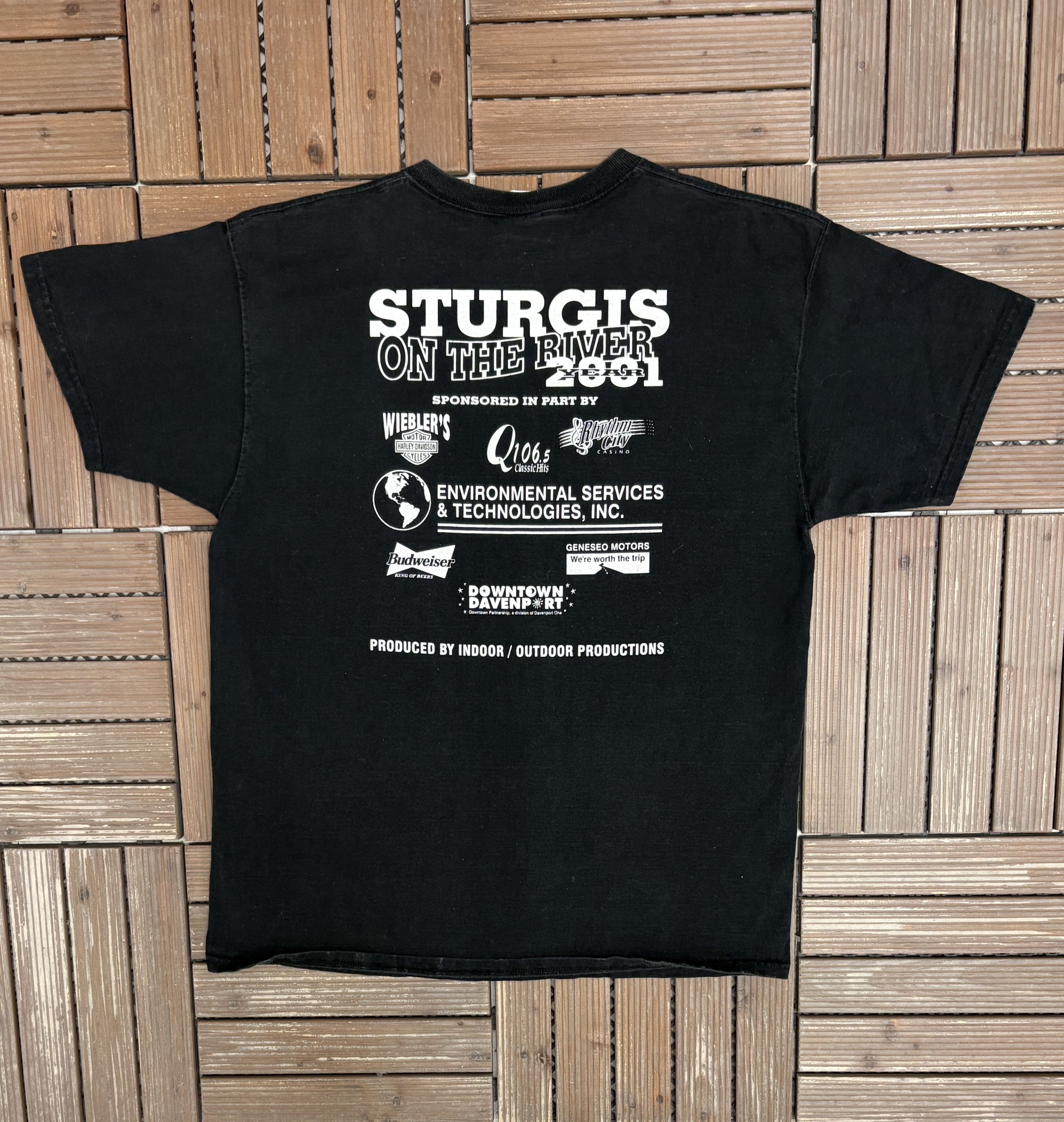 Vintage Sturgis On The River 2001 Vintage Black T-Shirt Tee Size US XL / EU 56 / 4 - 4 Thumbnail