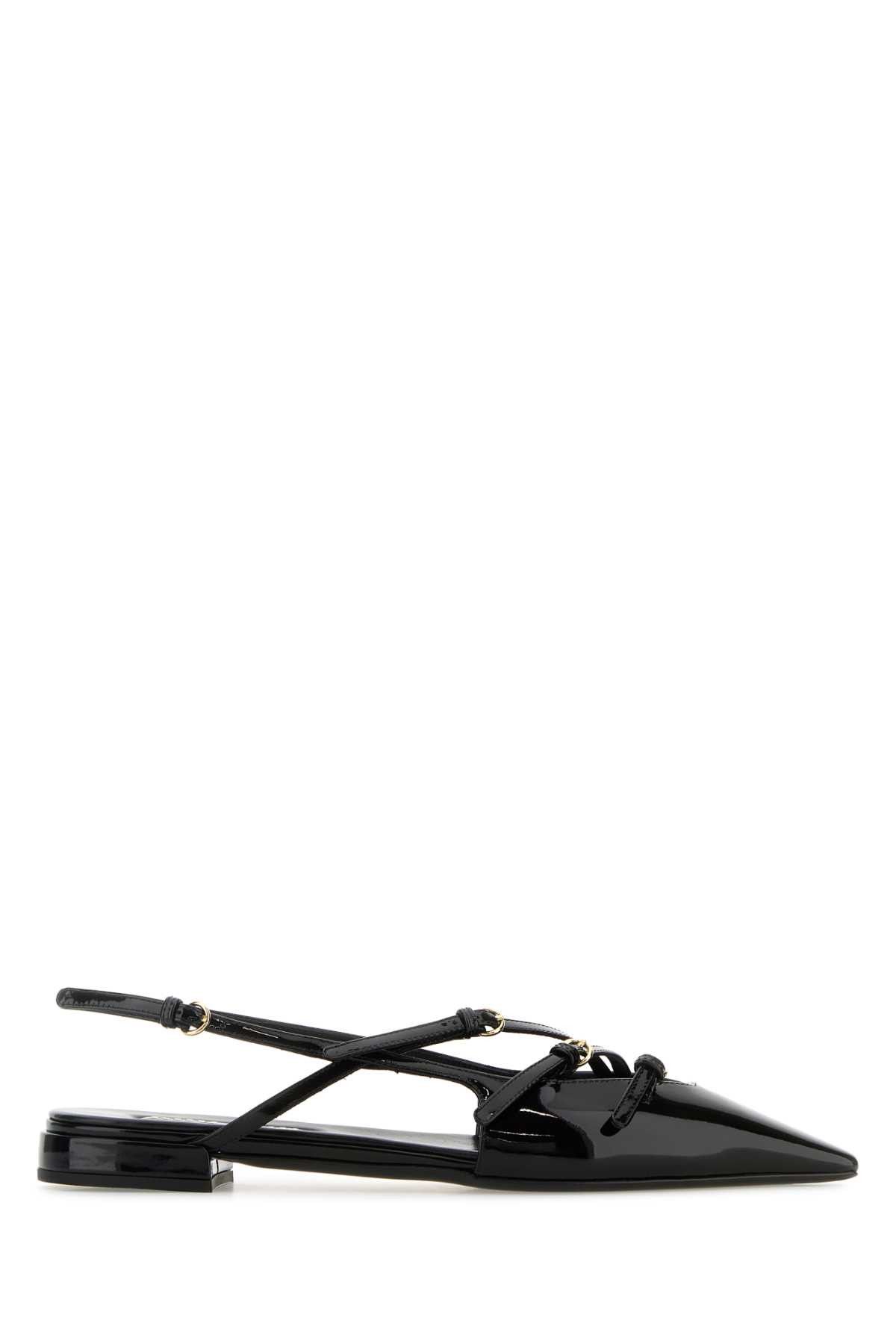 Black Leather Ballerinas
